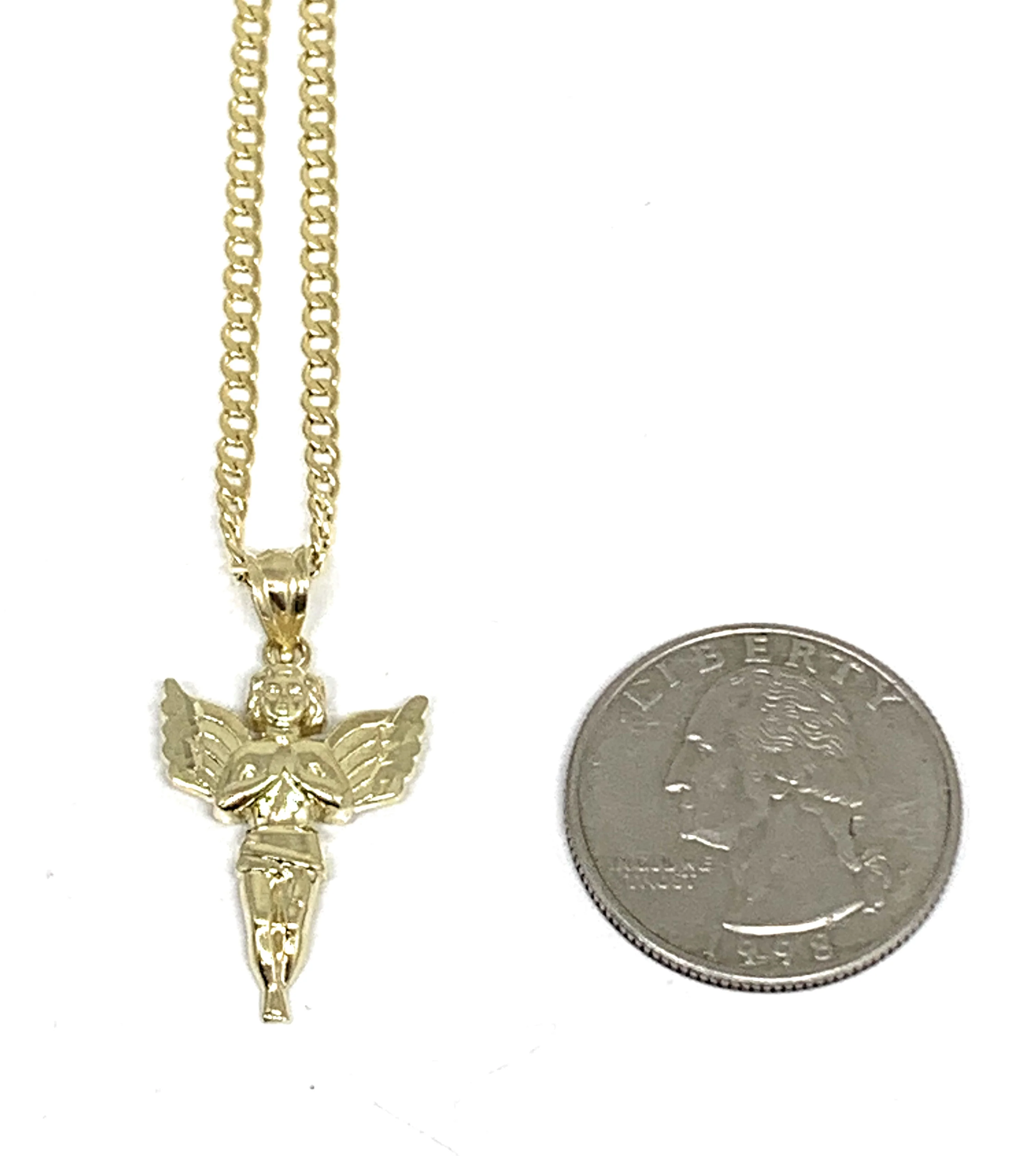 10k Solid Gold Yellow Angel Pendant Necklace (LG,MED,SM) - Image 3