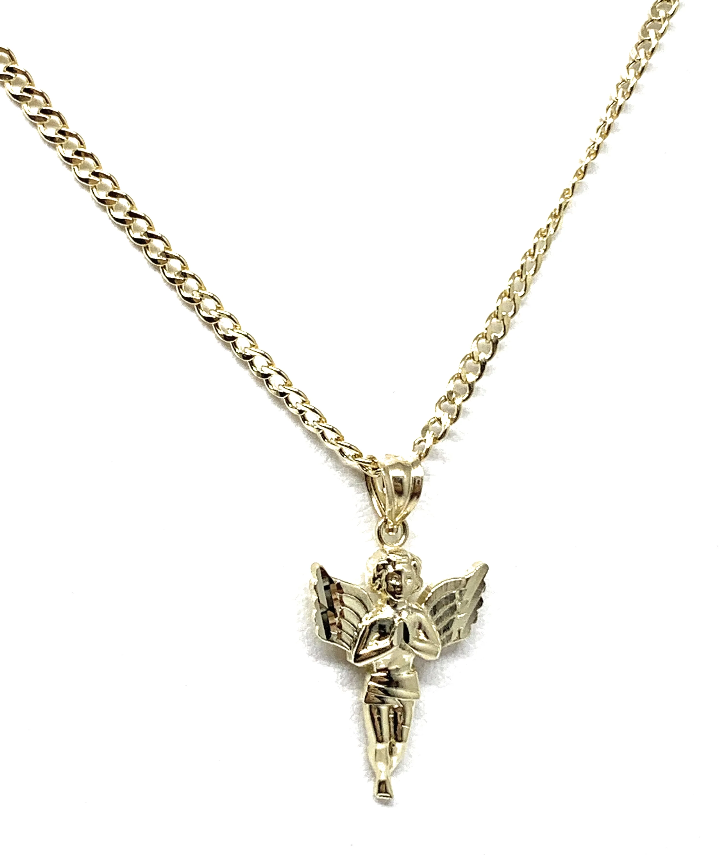 10k Solid Gold Yellow Angel Pendant Necklace (LG,MED,SM) - Image 4