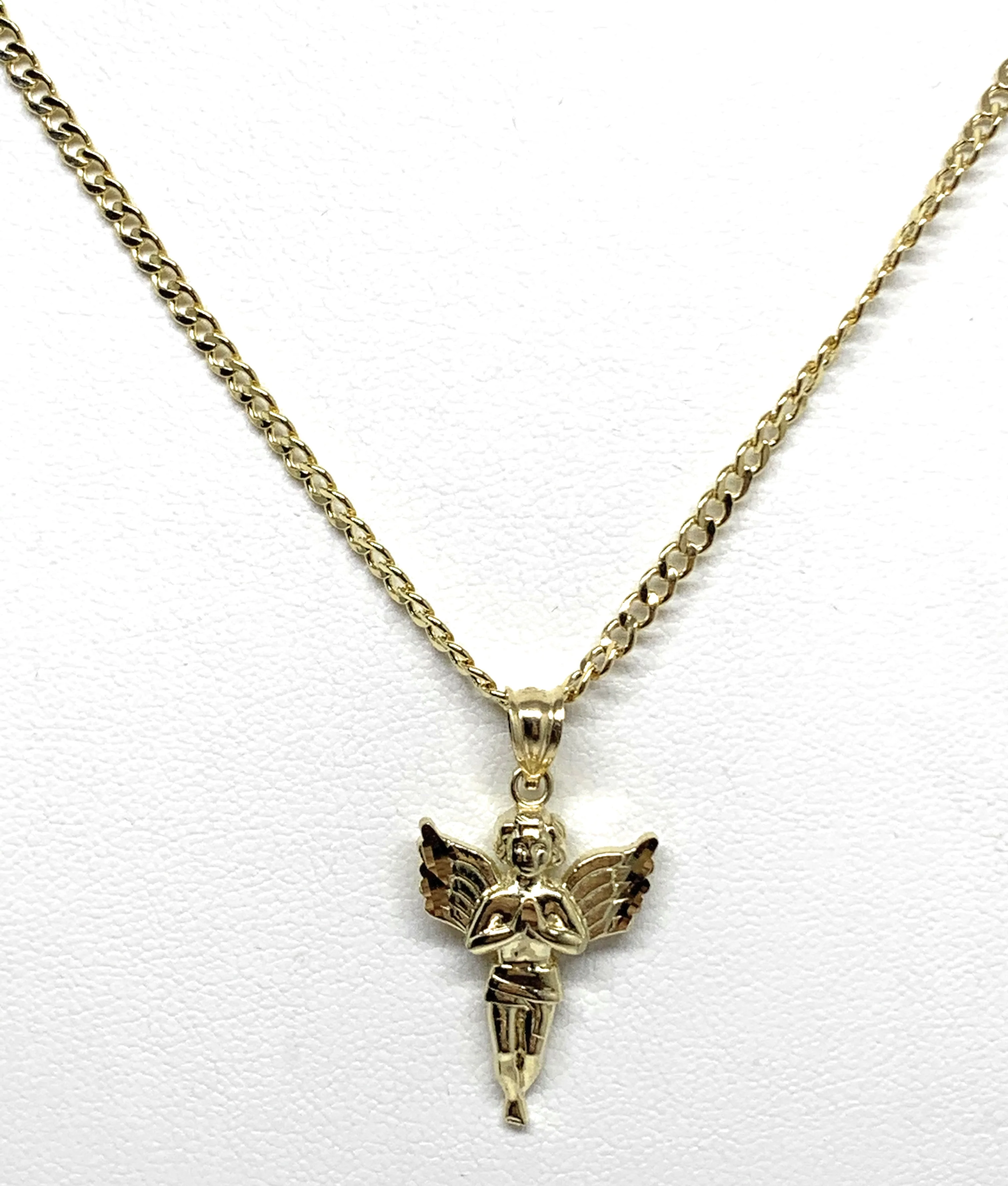 10k Solid Gold Yellow Angel Pendant Necklace (LG,MED,SM) - Image 5
