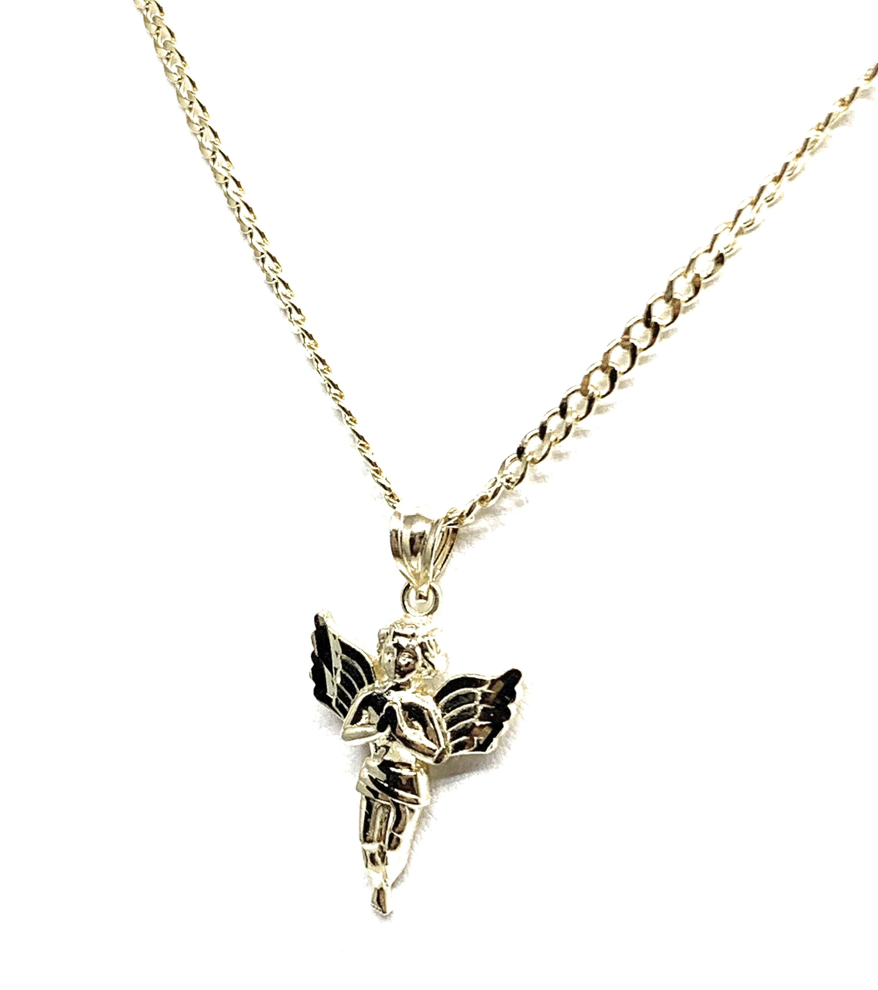 10k Solid Gold Yellow Angel Pendant Necklace (LG,MED,SM) - Image 7