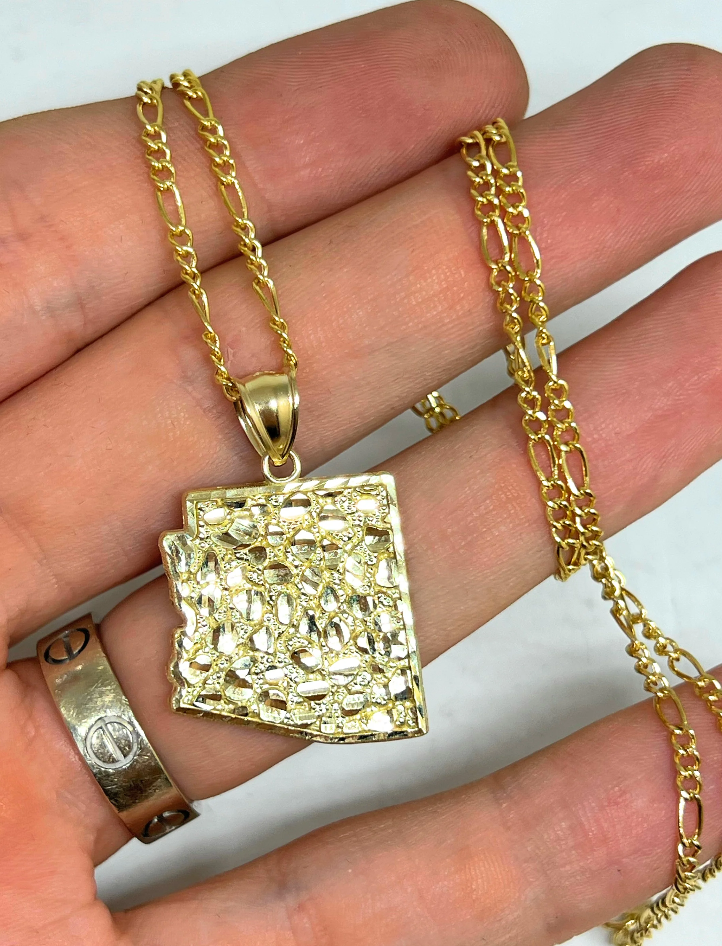 10k Solid Gold Yellow ARIZONA NUGGET Pendant Necklace - Image 2