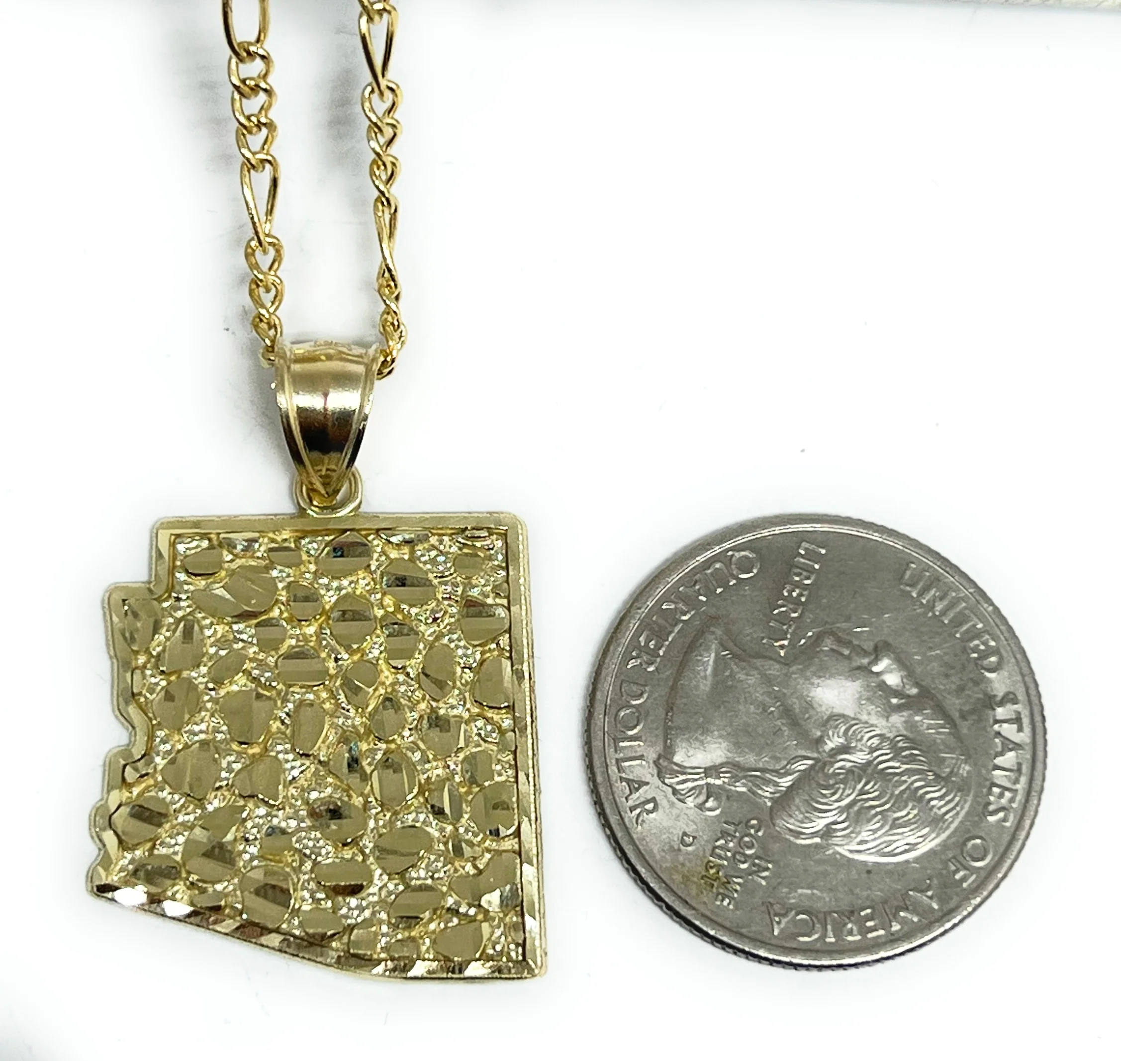 10k Solid Gold Yellow ARIZONA NUGGET Pendant Necklace - Image 5
