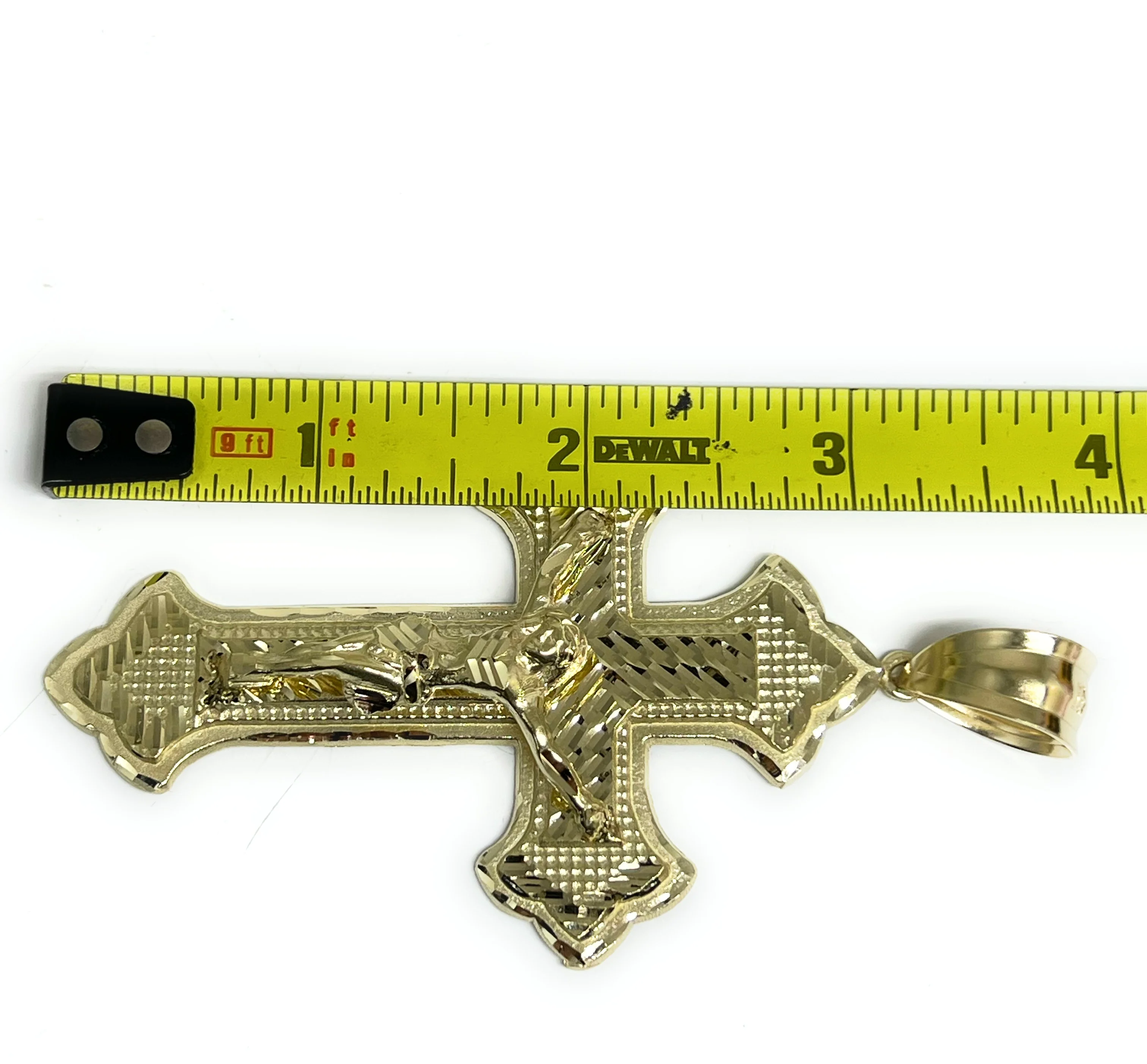 10k Solid Gold Yellow BIG XXL Jesus Cross Crucifix Pendant Necklace (11.7g) - Image 5