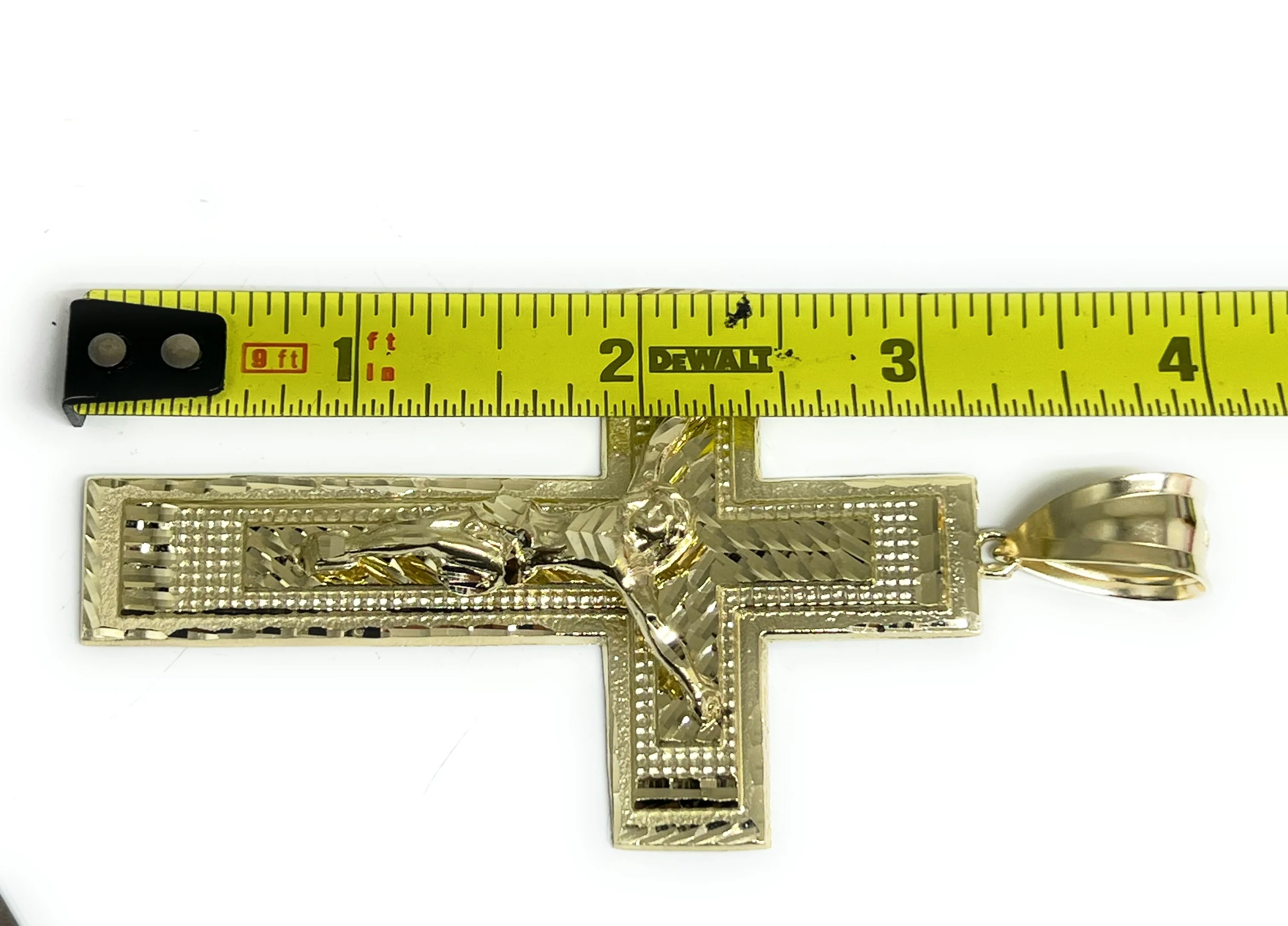 10k Solid Gold Yellow BIG XXL Jesus Cross Crucifix Pendant Necklace (13.7g) - Image 3