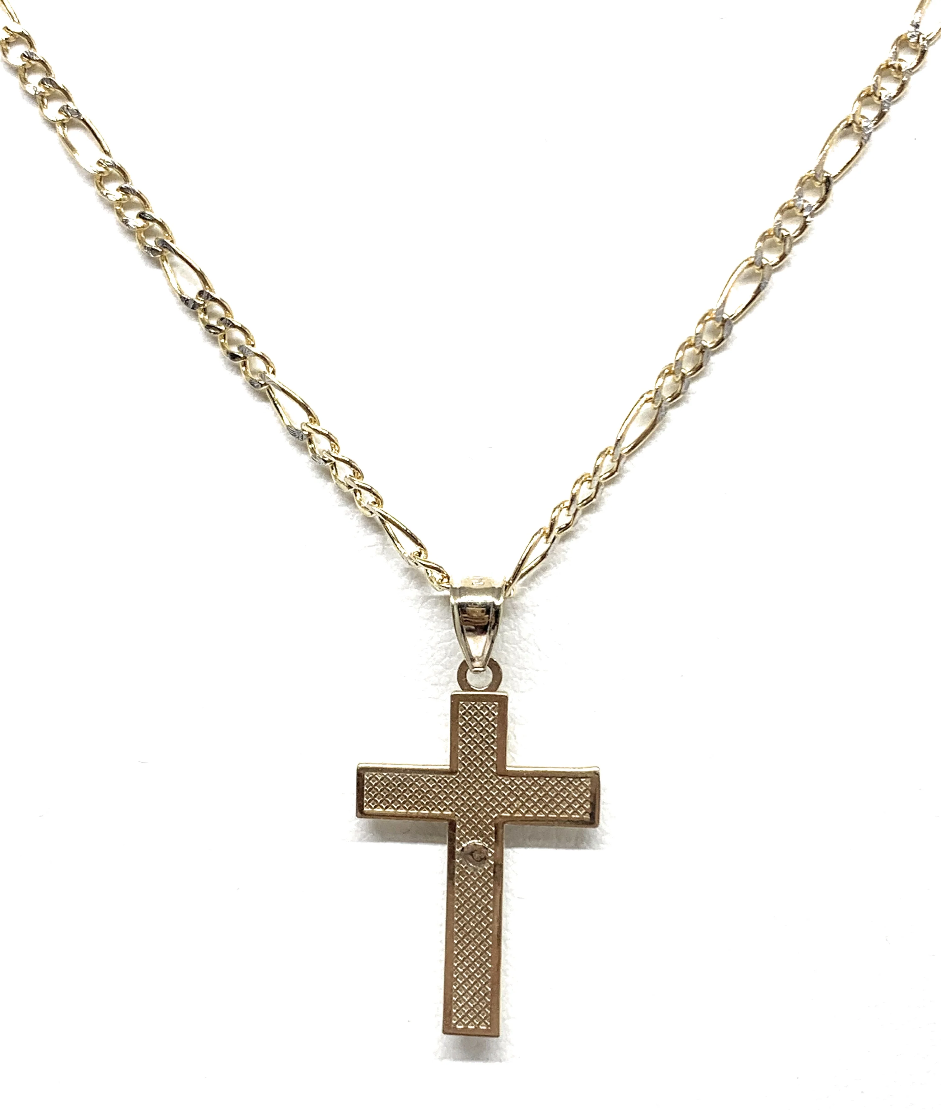 10k Solid Gold Yellow Classic 2-Tone Jesus Cross Crucifix Pendant Necklace - Image 7