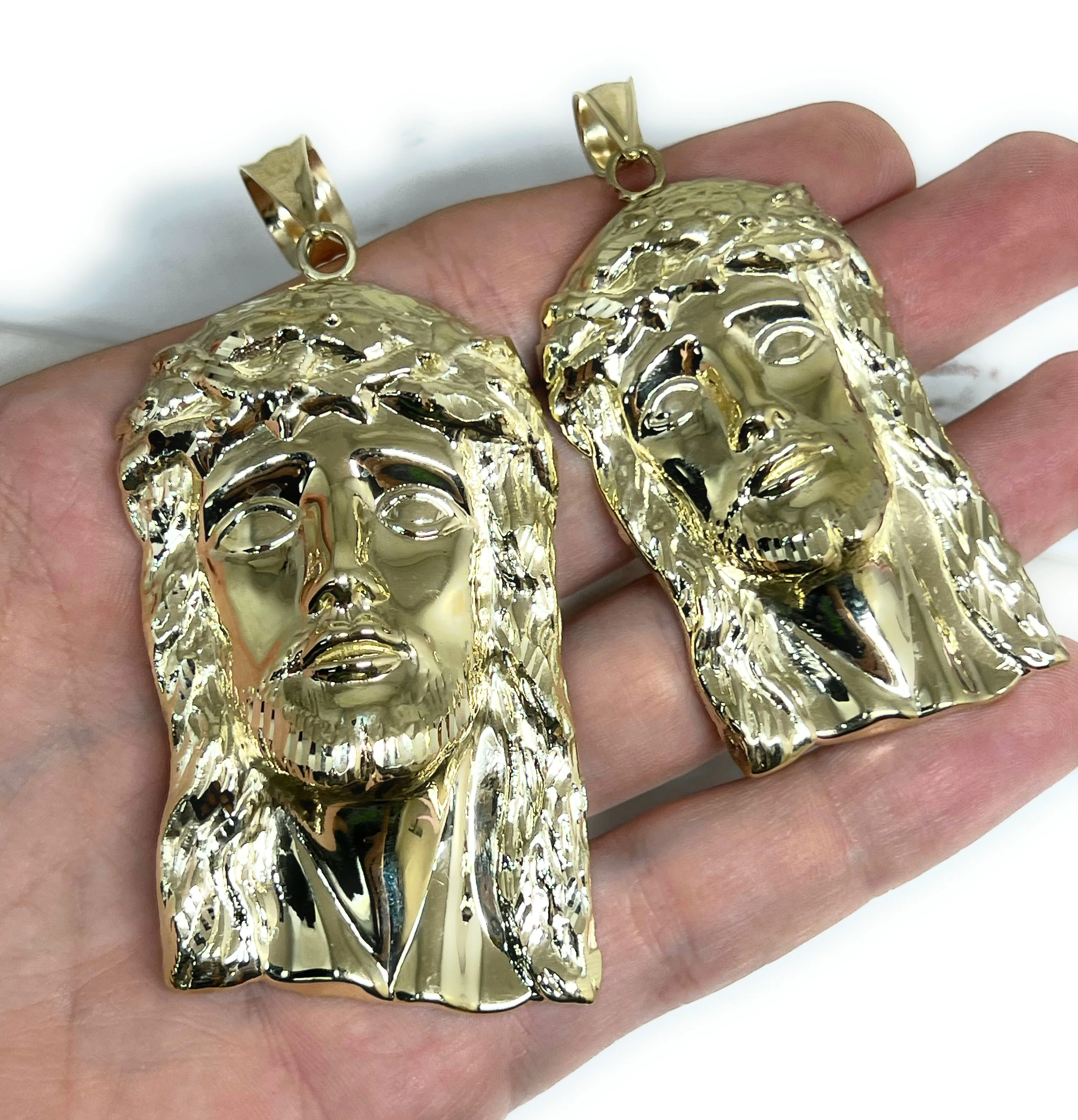 10k Solid Gold Yellow Classic BIG XXL Jesus Face Pendant (17.2g,26.7g) - Image 2