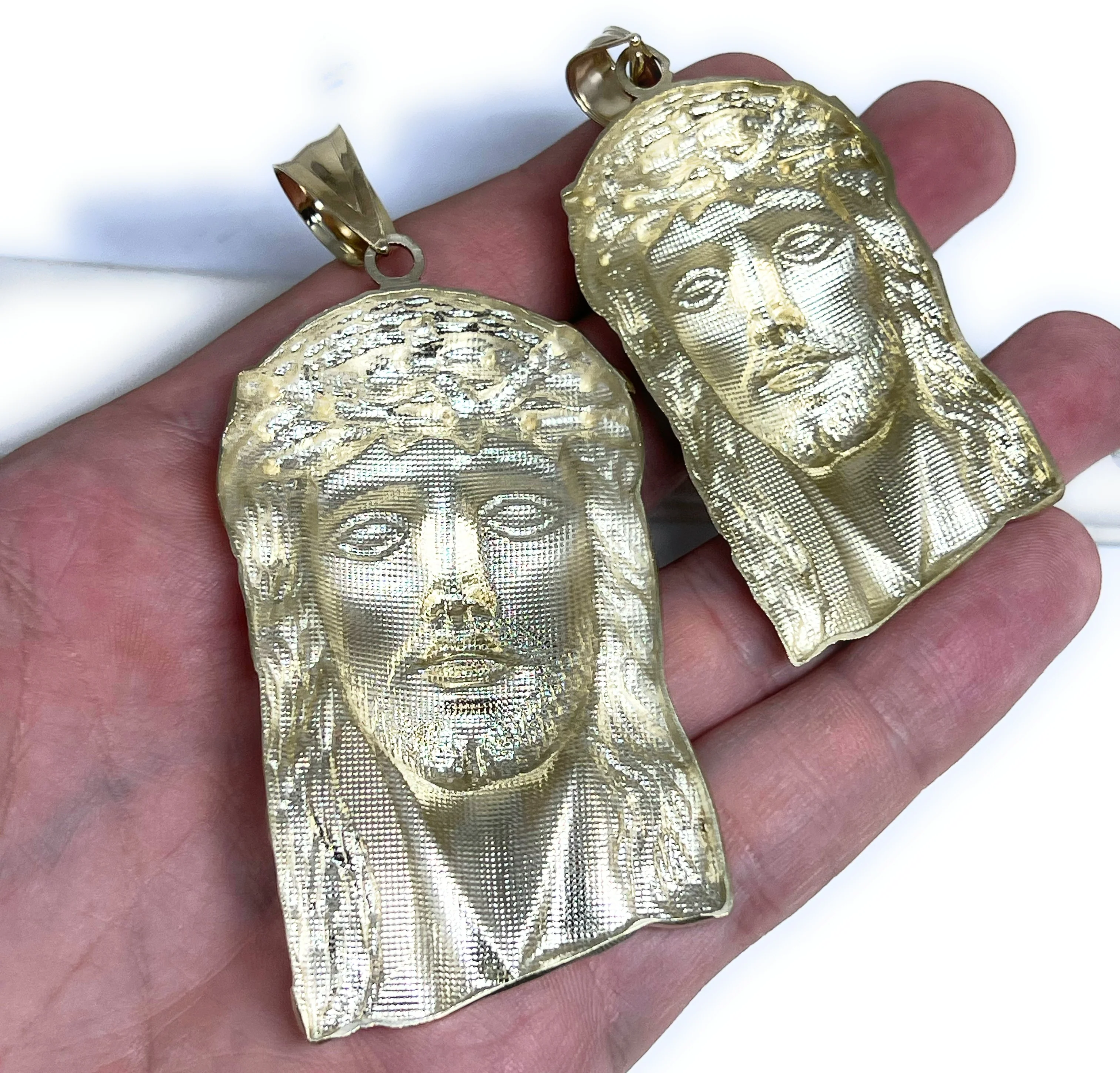 10k Solid Gold Yellow Classic BIG XXL Jesus Face Pendant (17.2g,26.7g) - Image 8