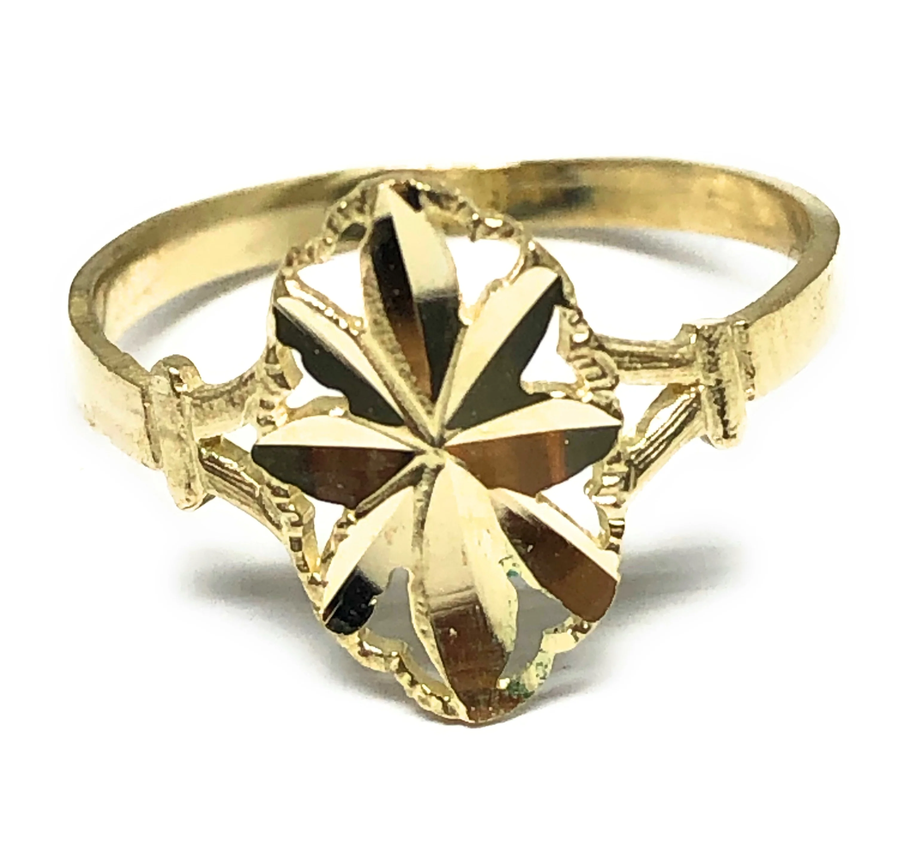 10k Solid Gold Yellow Classic Flower Ring