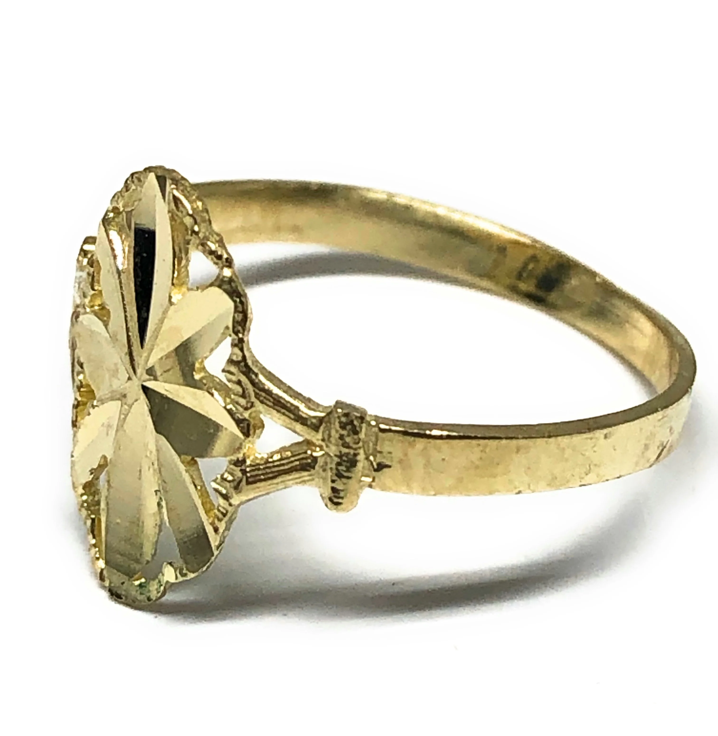 10k Solid Gold Yellow Classic Flower Ring - Image 2