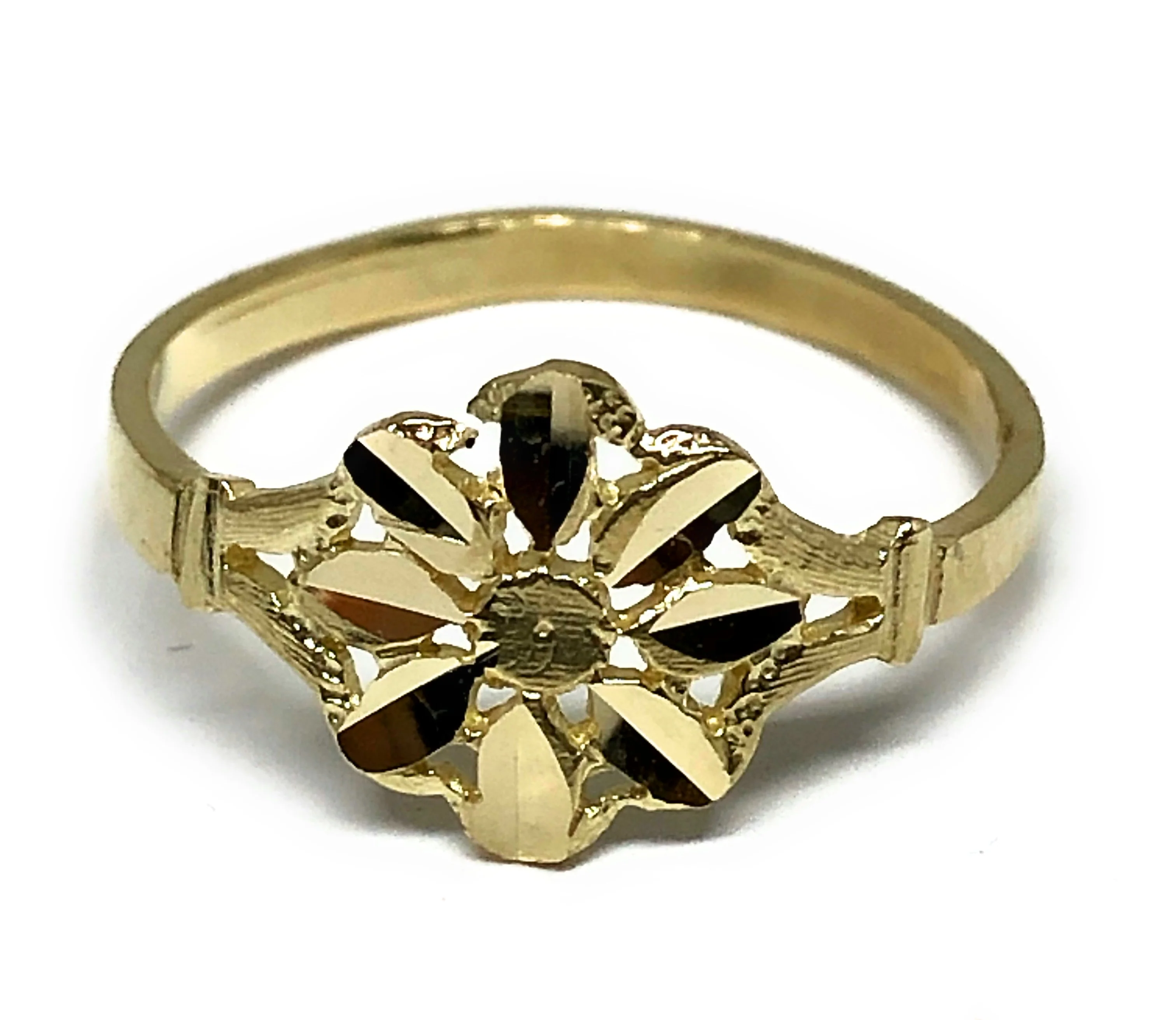 10k Solid Gold Yellow Classic Flower Ring