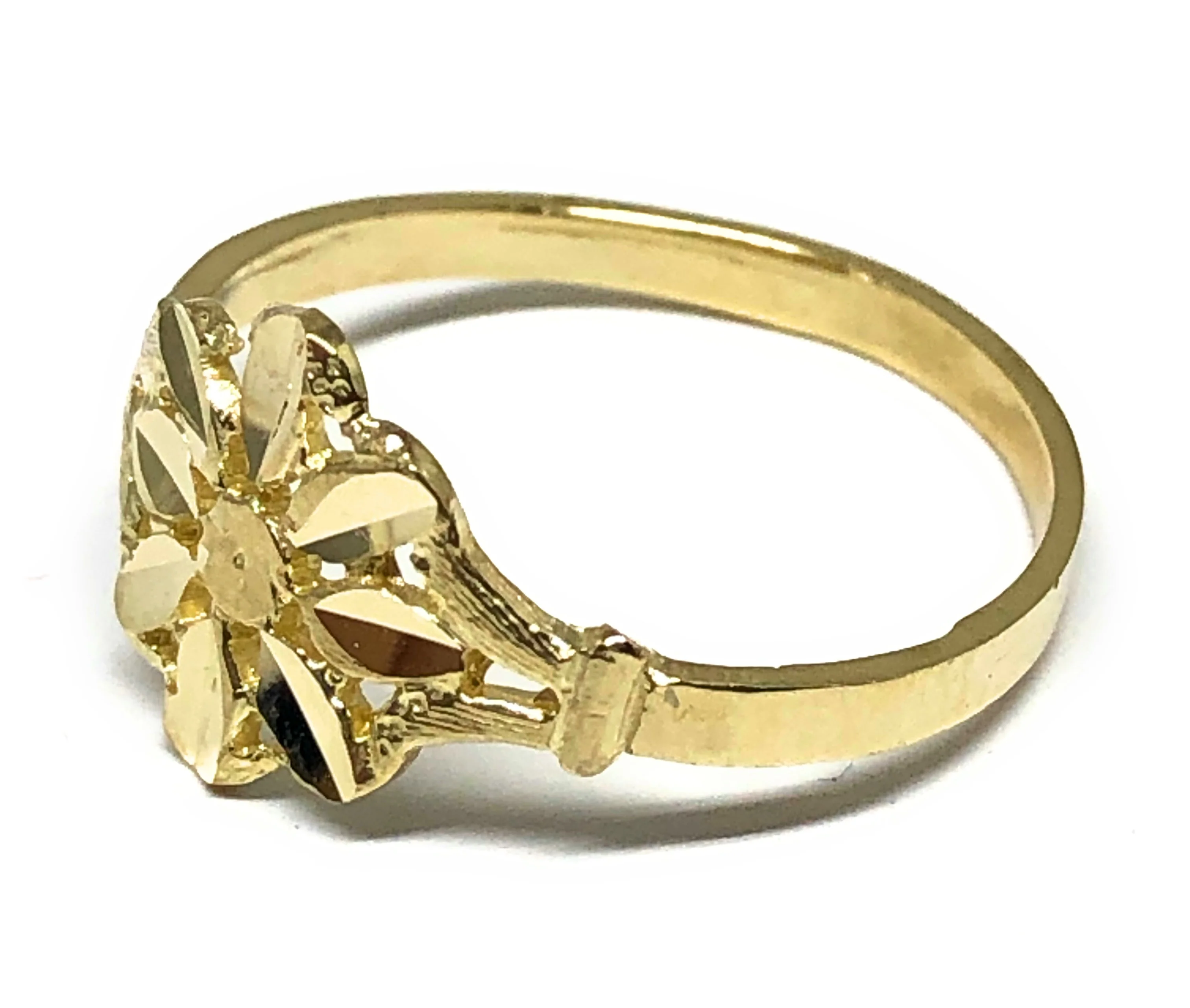 10k Solid Gold Yellow Classic Flower Ring - Image 2