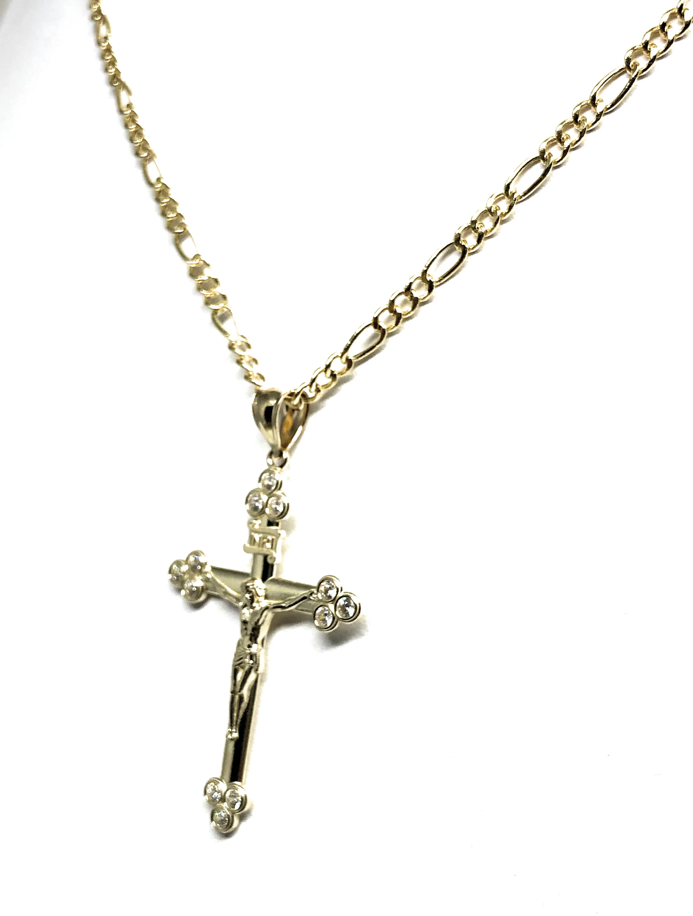 10k Solid Gold Yellow Classic INRI Jesus Cross Crucifix Pendant Necklace (SM,MED) - Image 7