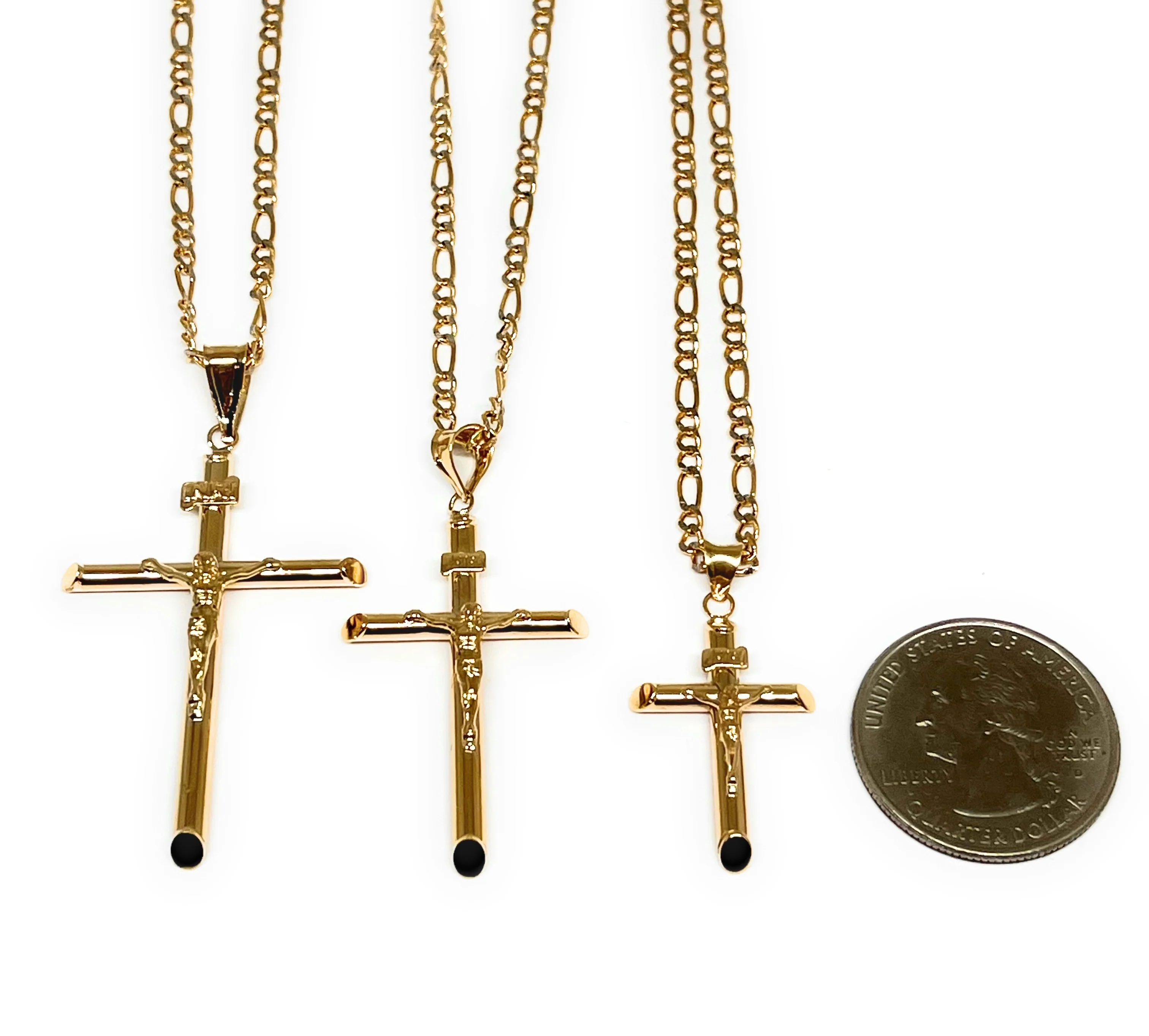 10k Solid Gold Yellow Classic Jesus Cross Crucifix Pendant Necklace (SM, MED, LG, XL) (MADE IN MX) - Image 3