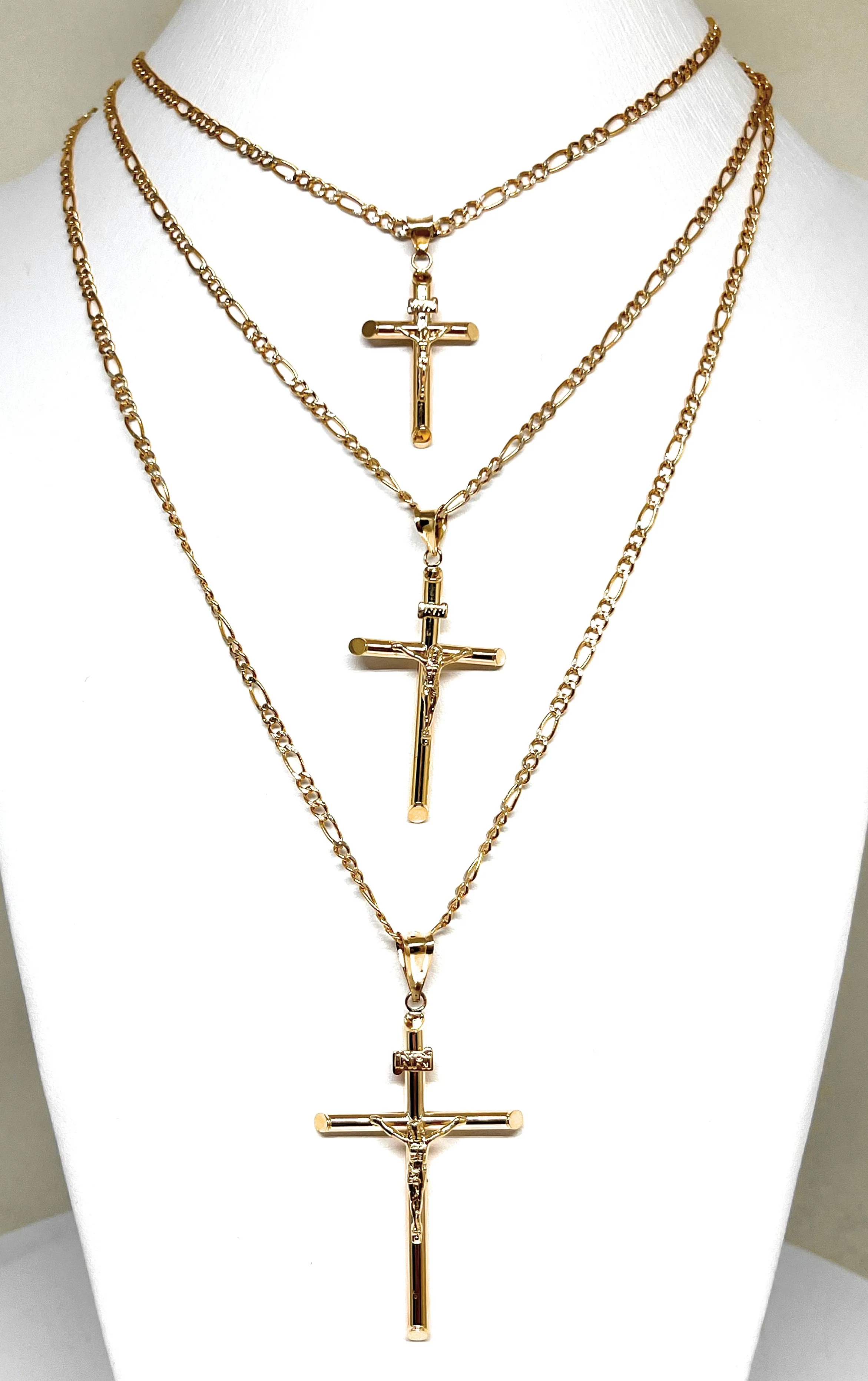 10k Solid Gold Yellow Classic Jesus Cross Crucifix Pendant Necklace (SM, MED, LG, XL) (MADE IN MX) - Image 5