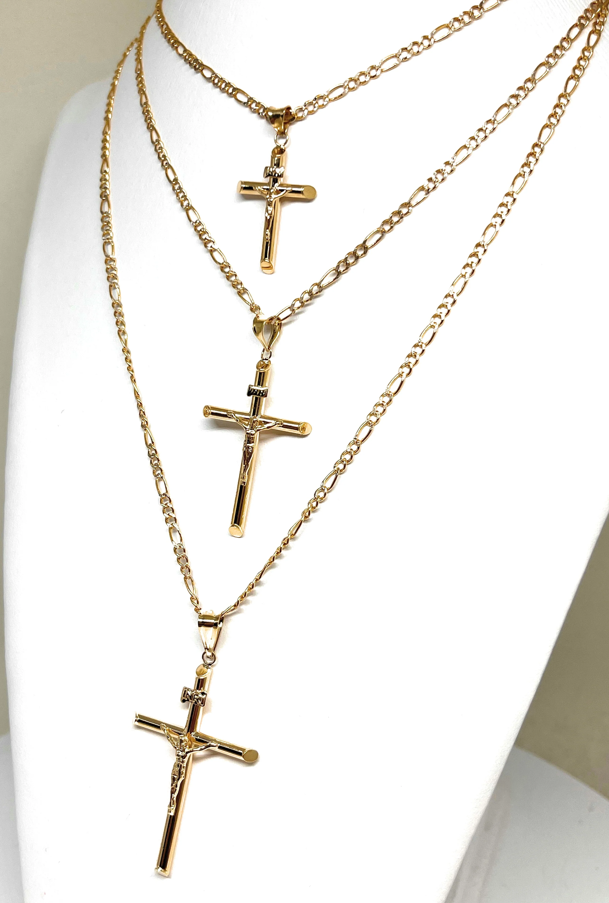 10k Solid Gold Yellow Classic Jesus Cross Crucifix Pendant Necklace (SM, MED, LG, XL) (MADE IN MX) - Image 8