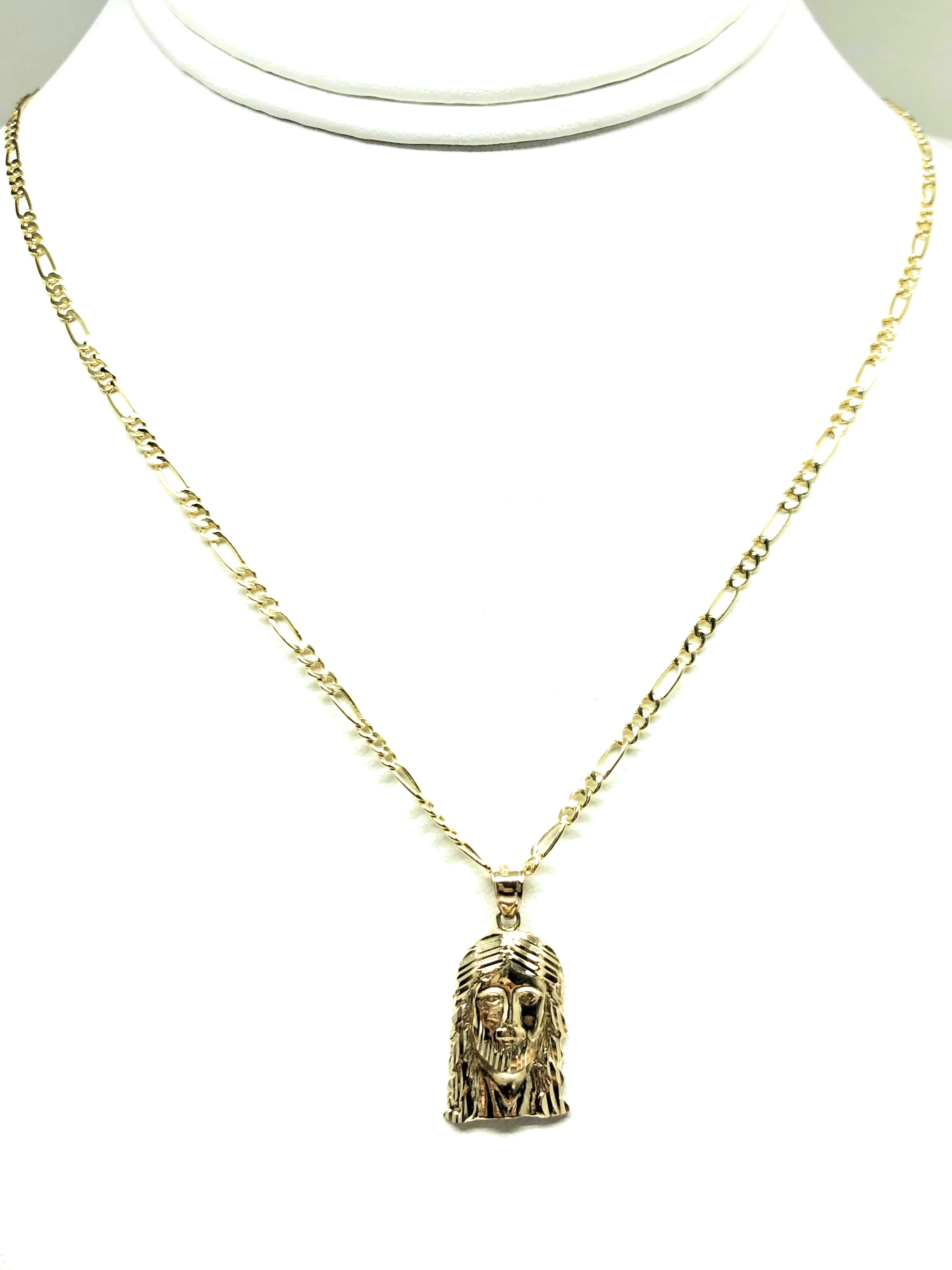 10k Solid Gold Yellow Classic Jesus Face Pendant Necklace (LG, MED, SM) - Image 6