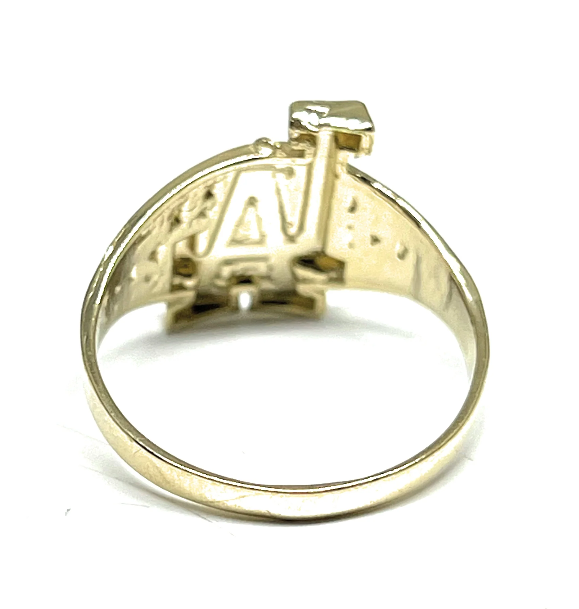 10k Solid Gold Yellow Classic "LA" (Los Angeles) Nugget Ring - Image 4