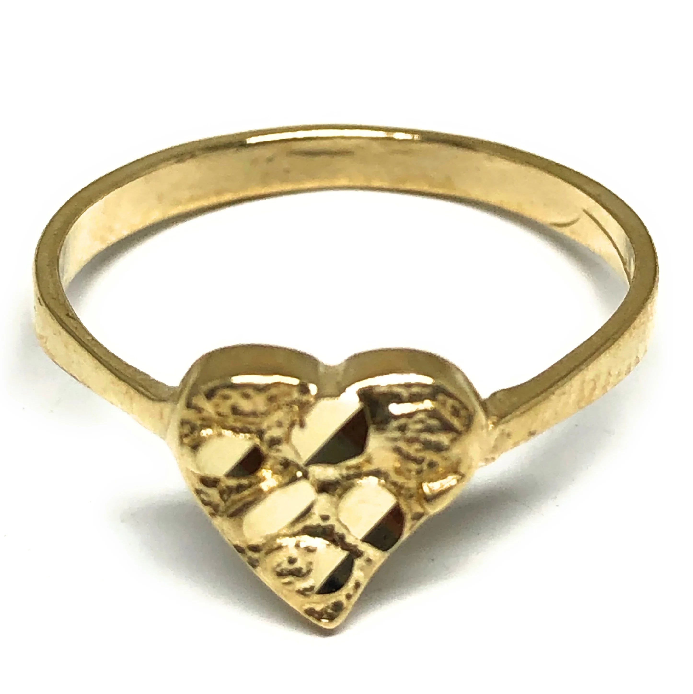 10k Solid Gold Yellow Classic Nugget Heart Ring (SM)