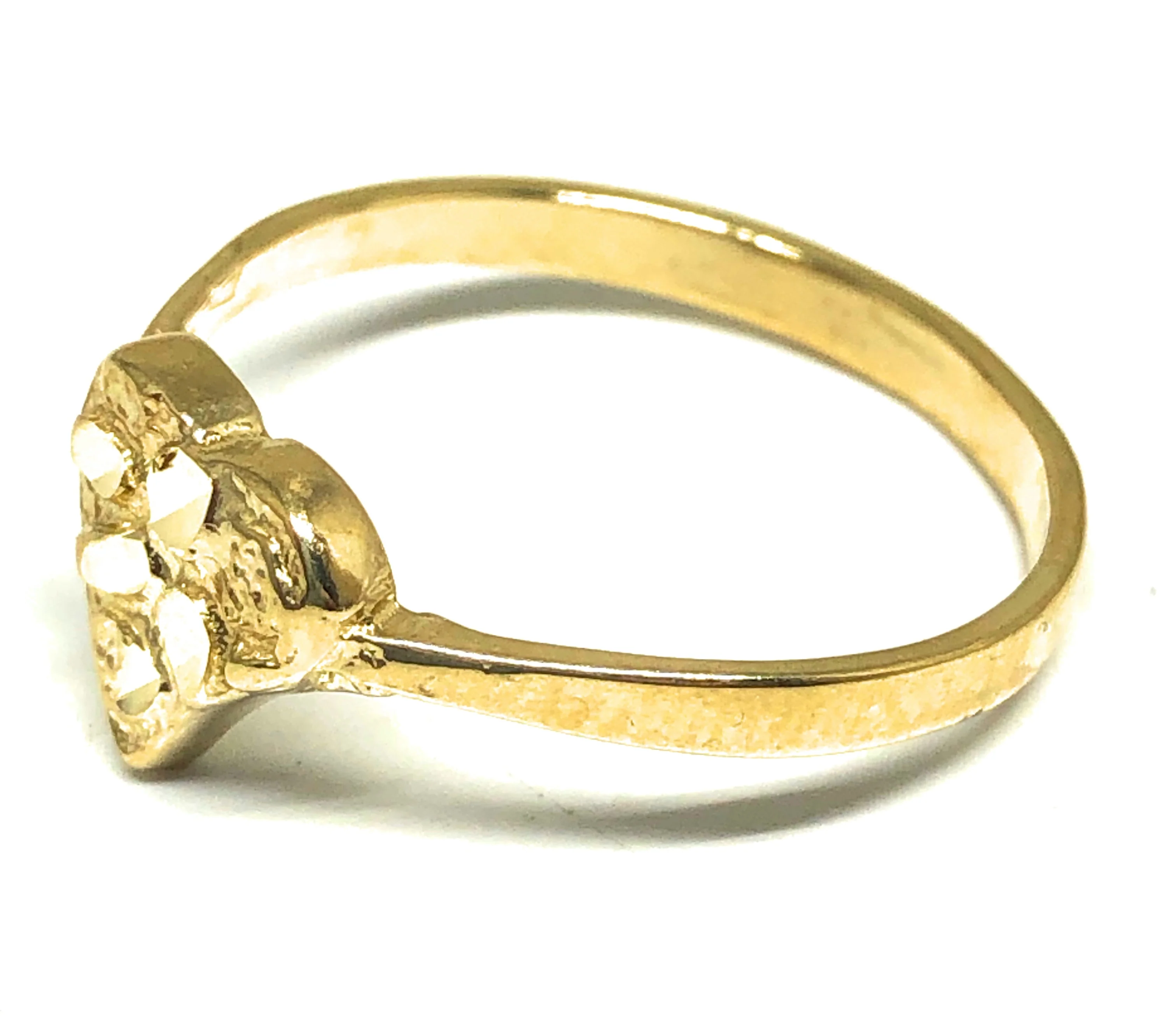 10k Solid Gold Yellow Classic Nugget Heart Ring (SM) - Image 2