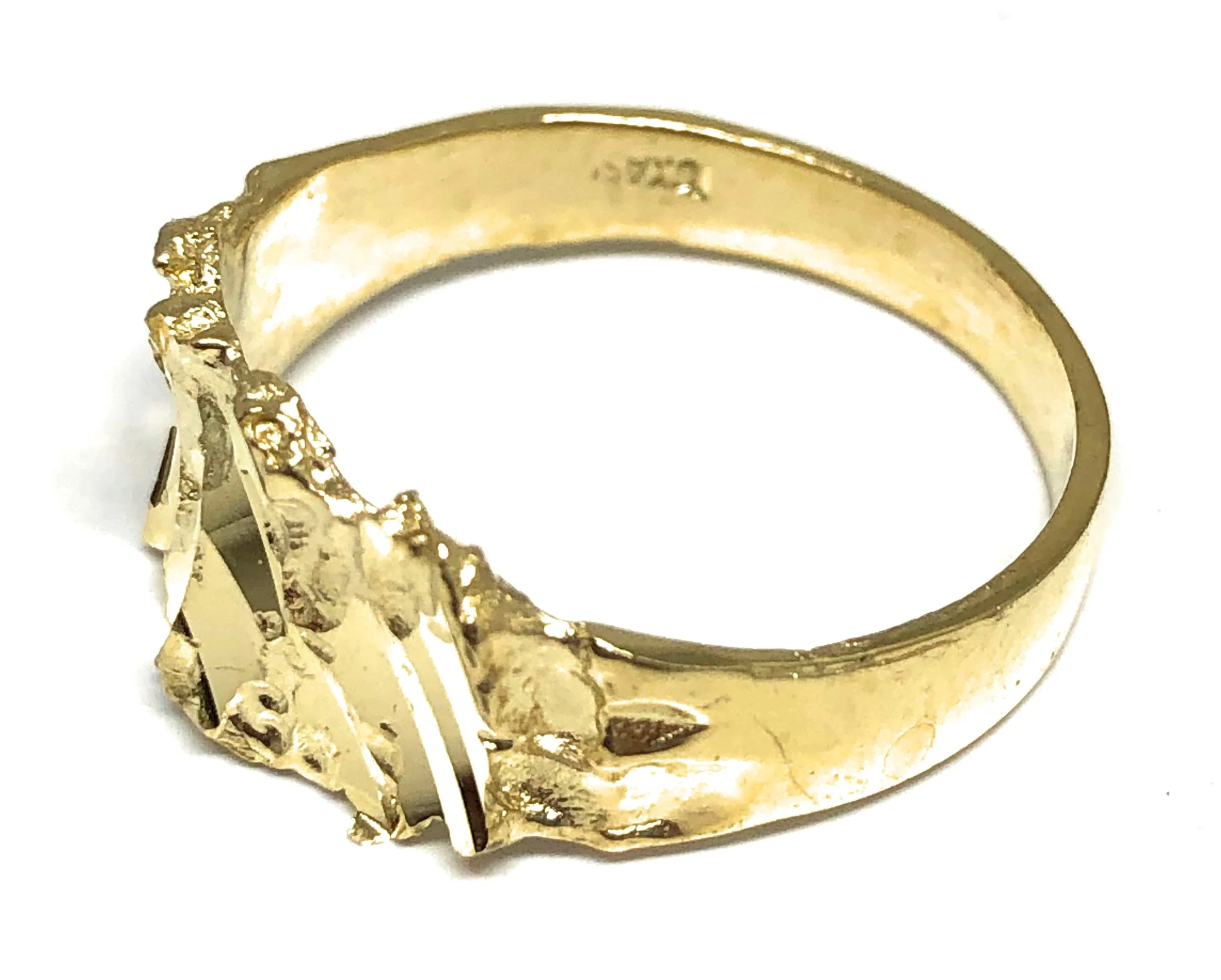 10k Solid Gold Yellow Classic Nugget Ring - Image 2