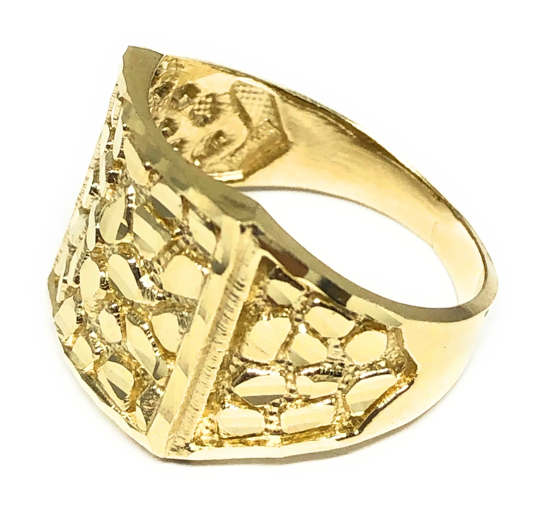 10k Solid Gold Yellow Classic Nugget Square Ring (LG) (5g) - Image 3