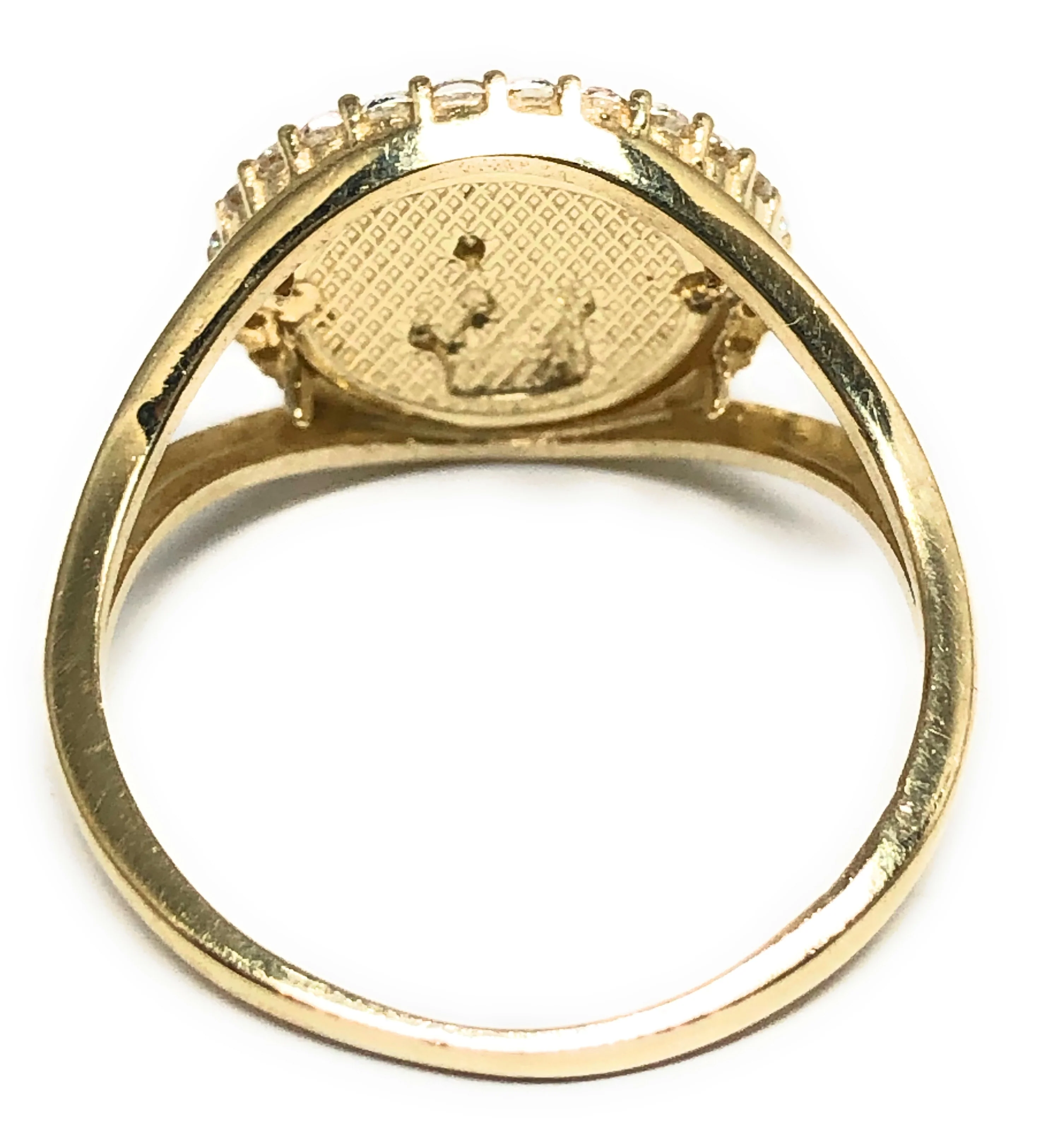 10k Solid Gold Yellow Classic Saan Judas Signet CZ Ring - Image 3