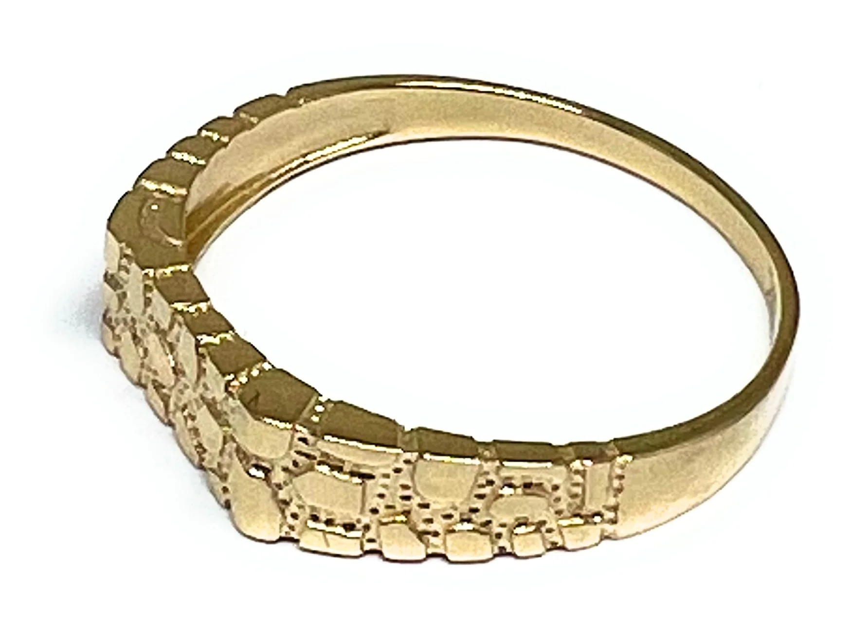 10k Solid Gold Yellow Classic Small Nugget Square Ring (FC 148) - Image 2