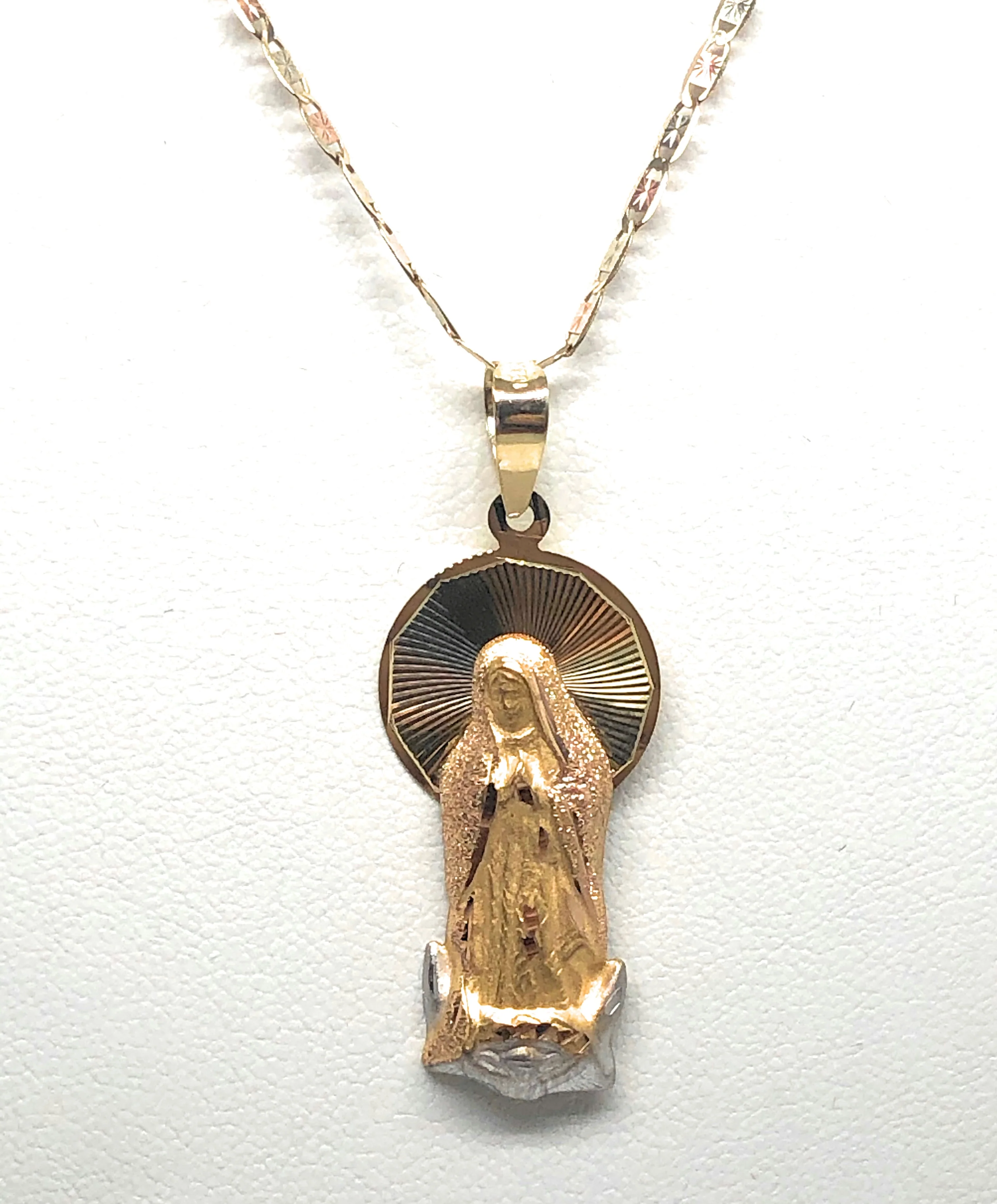 10k Solid Gold Yellow Classic Virrgin Mary Pendant Virrgen Guadalupe W/ Chain Options - Image 4
