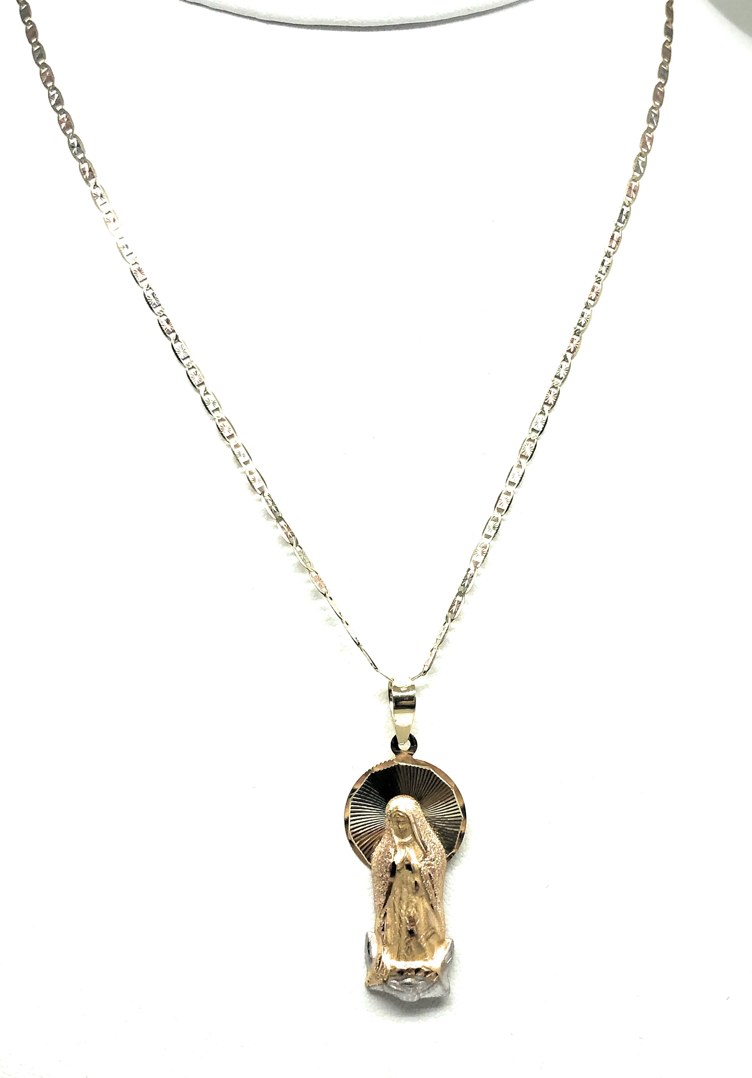 10k Solid Gold Yellow Classic Virrgin Mary Pendant Virrgen Guadalupe W/ Chain Options - Image 5
