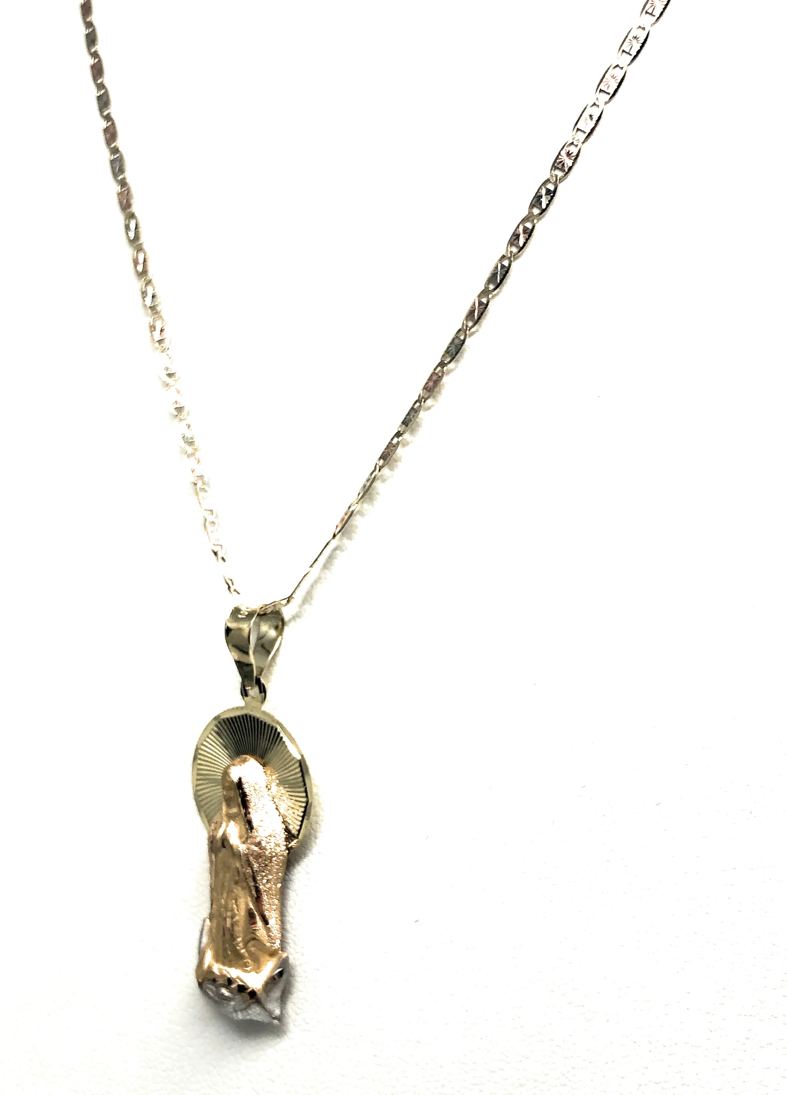 10k Solid Gold Yellow Classic Virrgin Mary Pendant Virrgen Guadalupe W/ Chain Options - Image 7