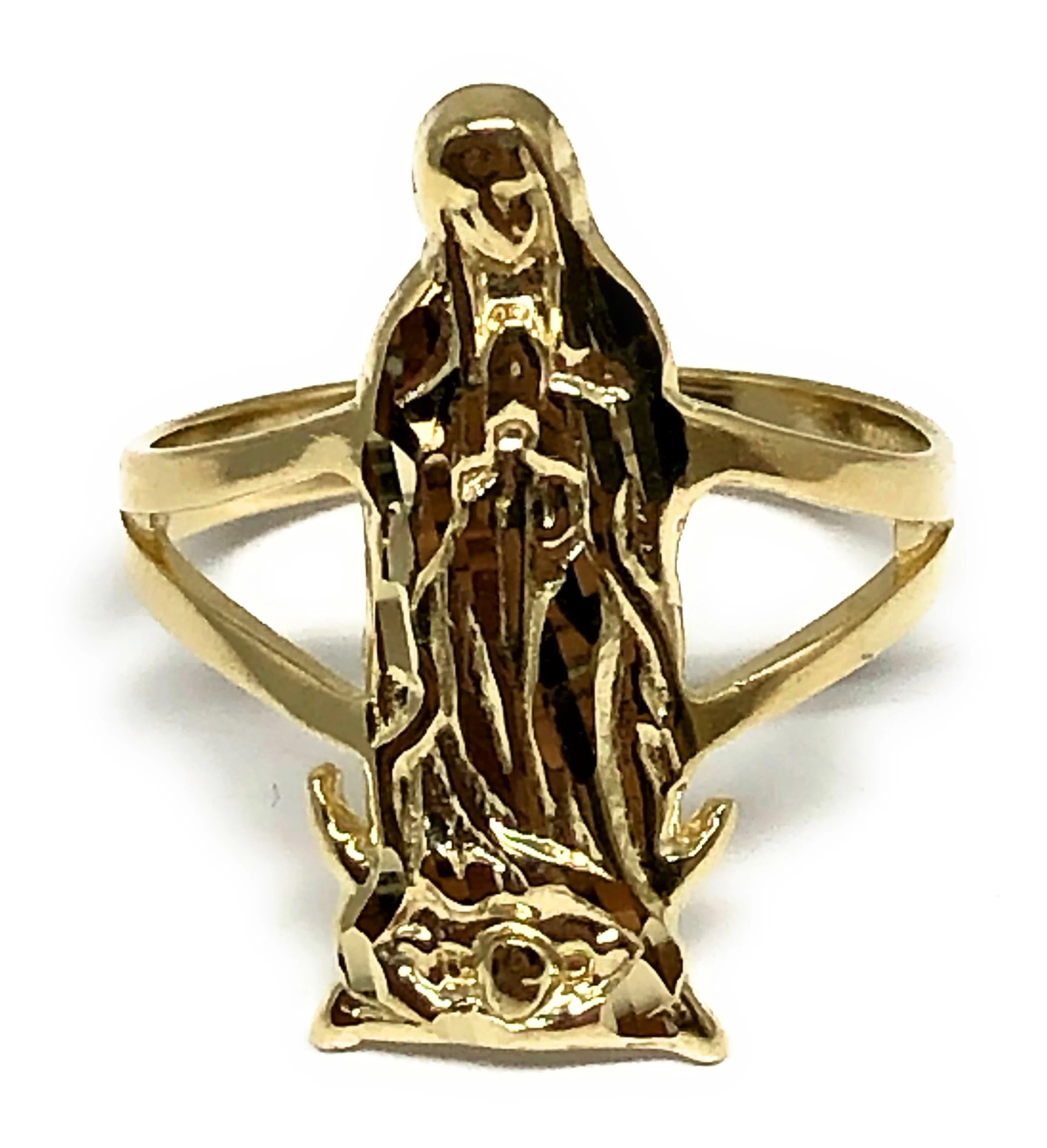 10k Solid Gold Yellow Classic Virrgin Mary Ring