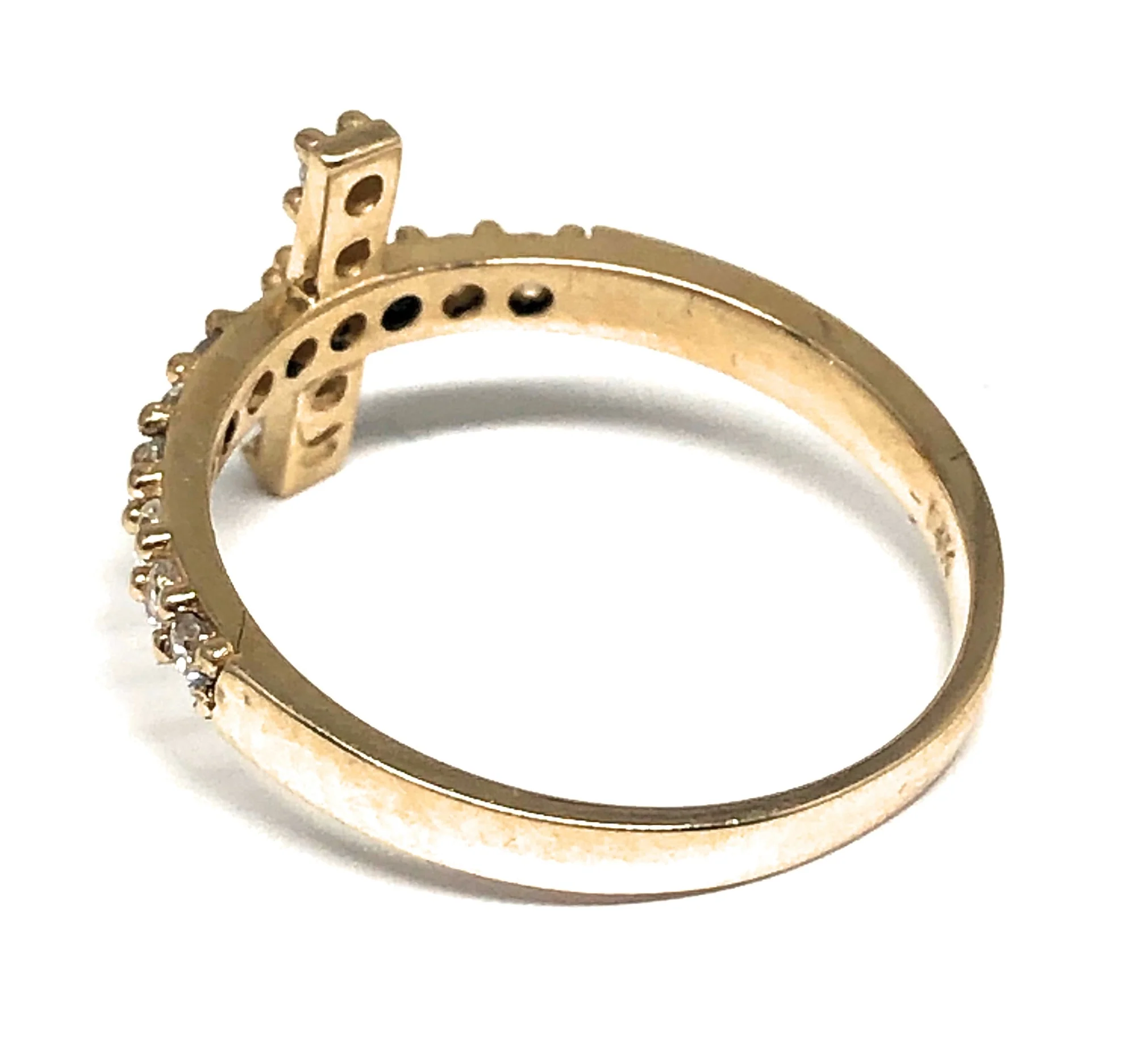 10k Solid Gold Yellow Cross CZ Ring - Image 2