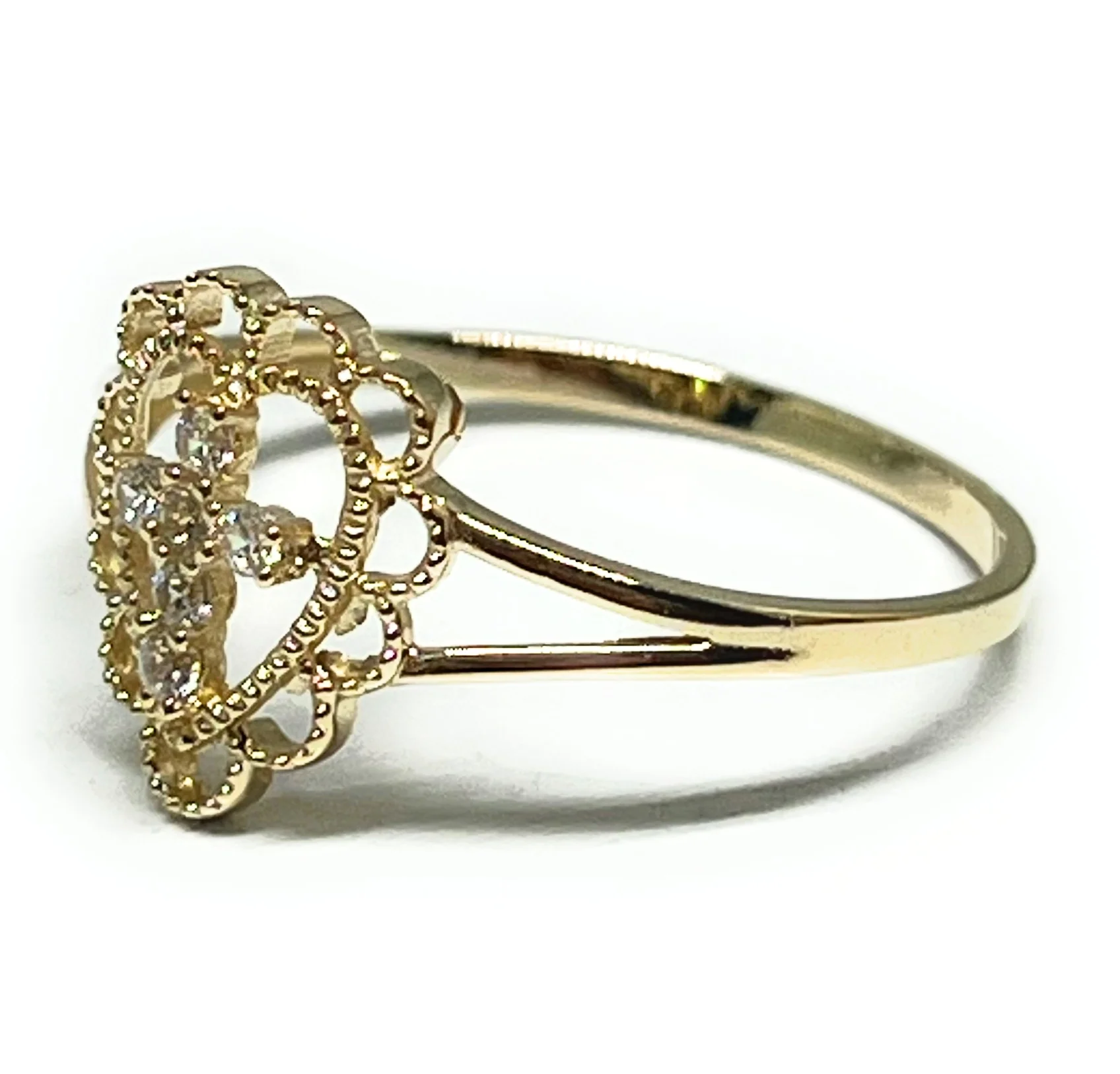 10k Solid Gold Yellow Cross Heart Ring (FC 315) - Image 2