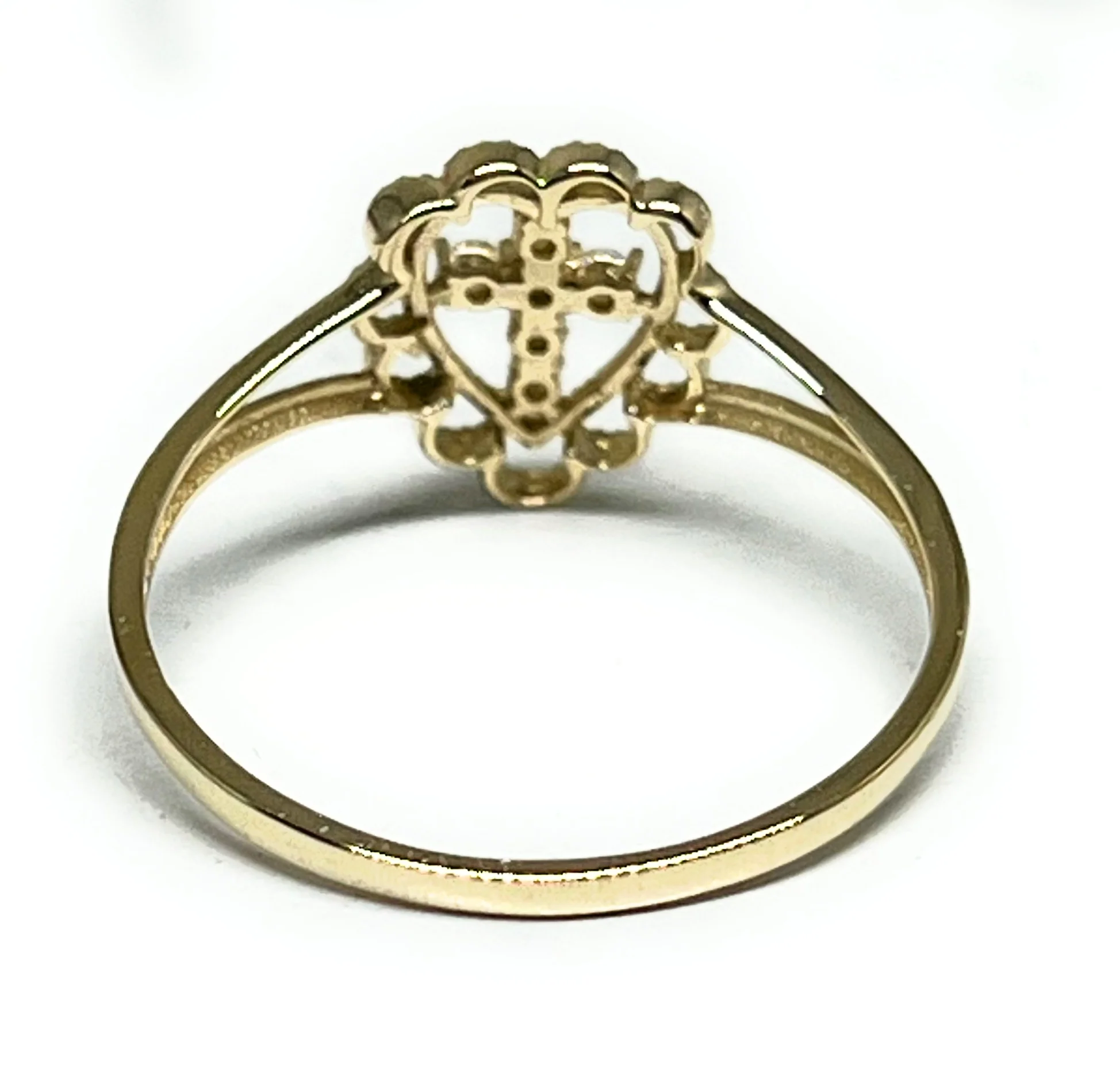 10k Solid Gold Yellow Cross Heart Ring (FC 315) - Image 3
