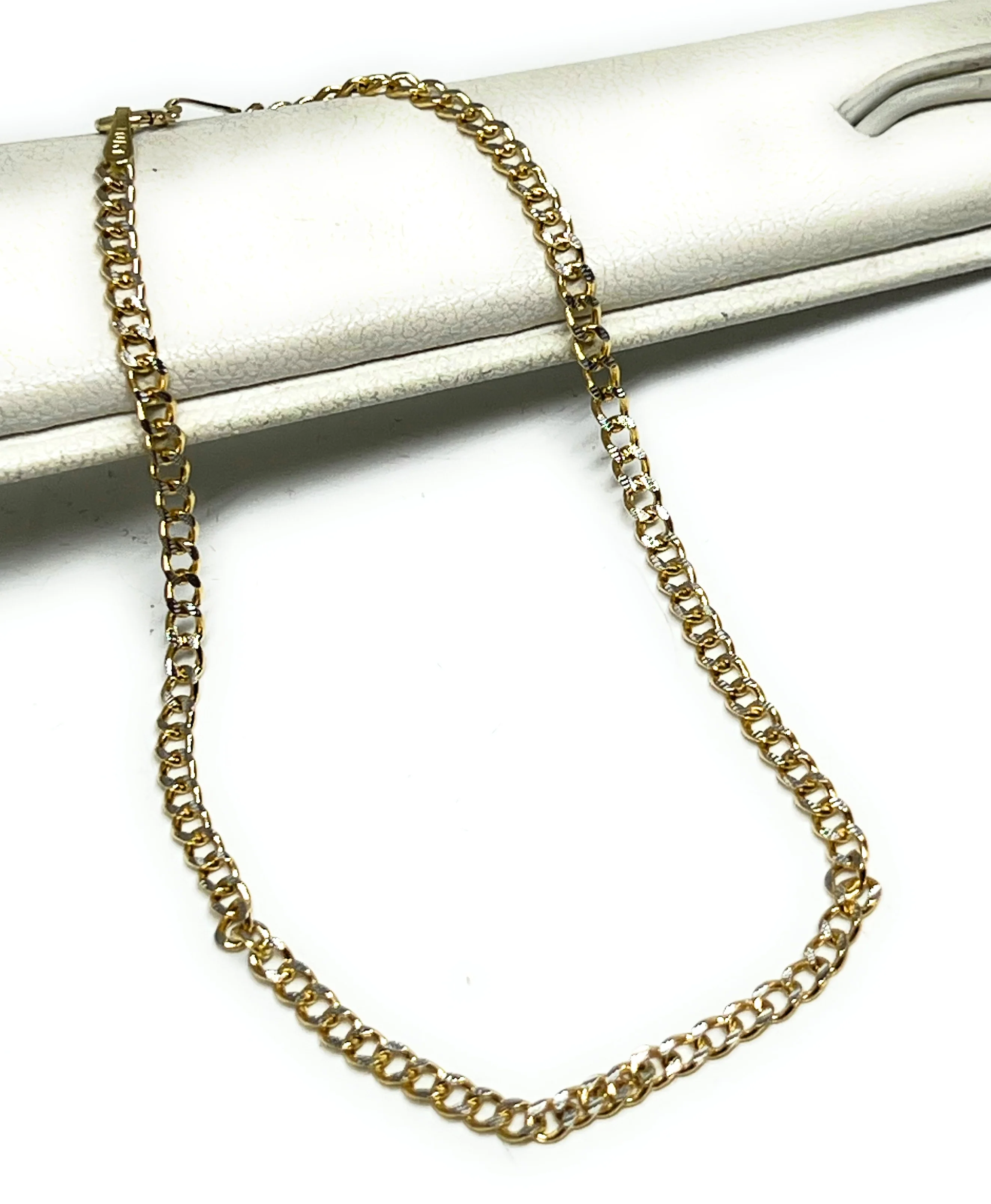10k Solid Gold Yellow Cuban CURB Link Diamond Cut (White Gold) Brracelet 7-8 inch 2.5mm Width (SEMI-HOLLOW STYLE) - Image 5
