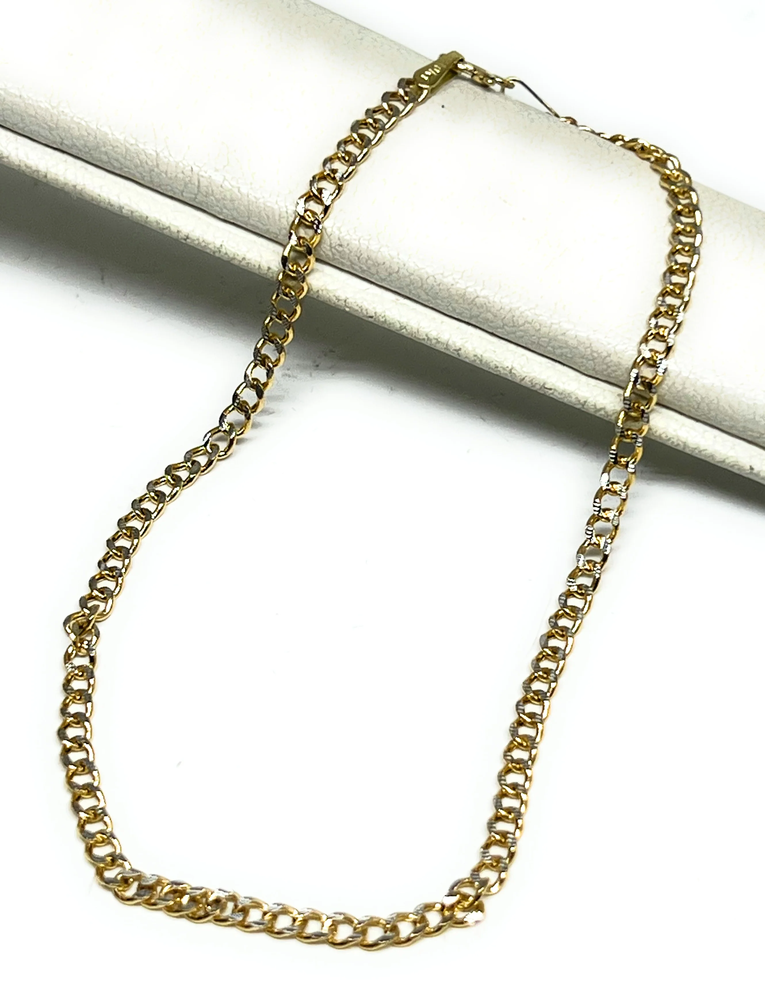 10k Solid Gold Yellow Cuban CURB Link Diamond Cut (White Gold) Brracelet 7-8 inch 2.5mm Width (SEMI-HOLLOW STYLE) - Image 6
