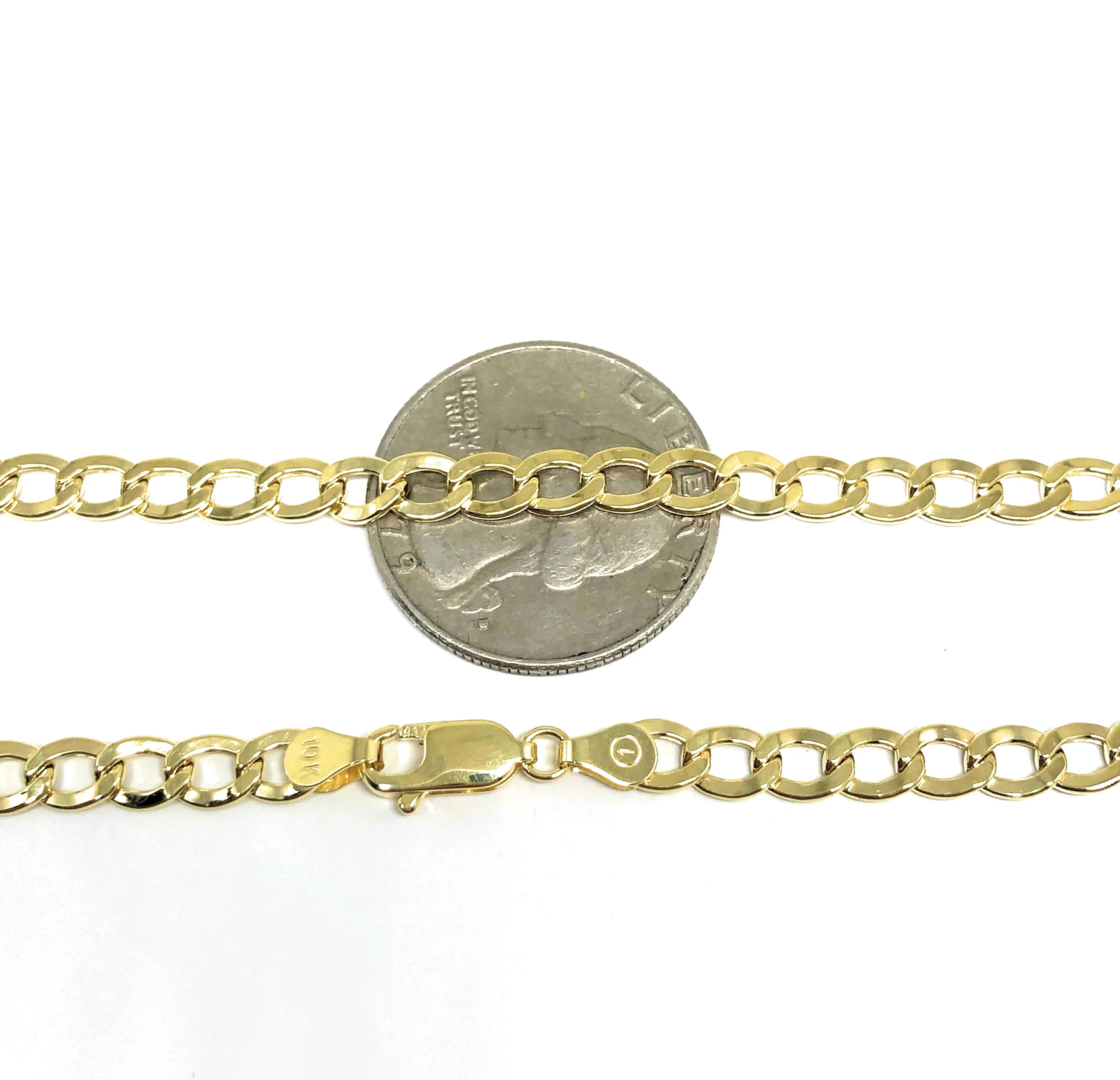 10k Solid Gold Yellow Cuban CURB Link Brracelet (or Anklet) 7-10 inch 4.8mm Width - Image 3