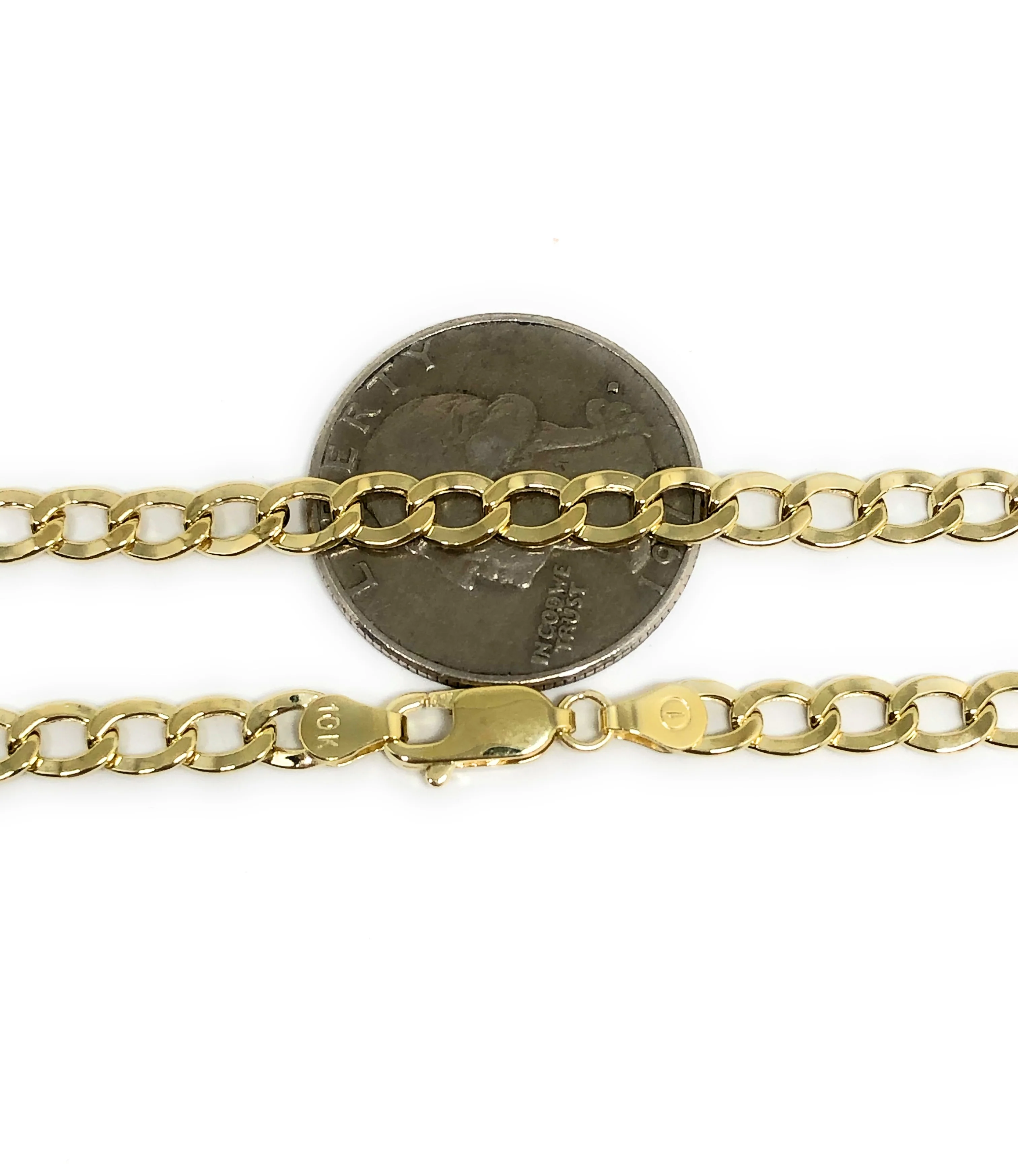 10k Solid Gold Yellow Cuban CURB Link Chain 18-30 inches 4.8-5.3mm (Semi-Hollow Style) - Image 2