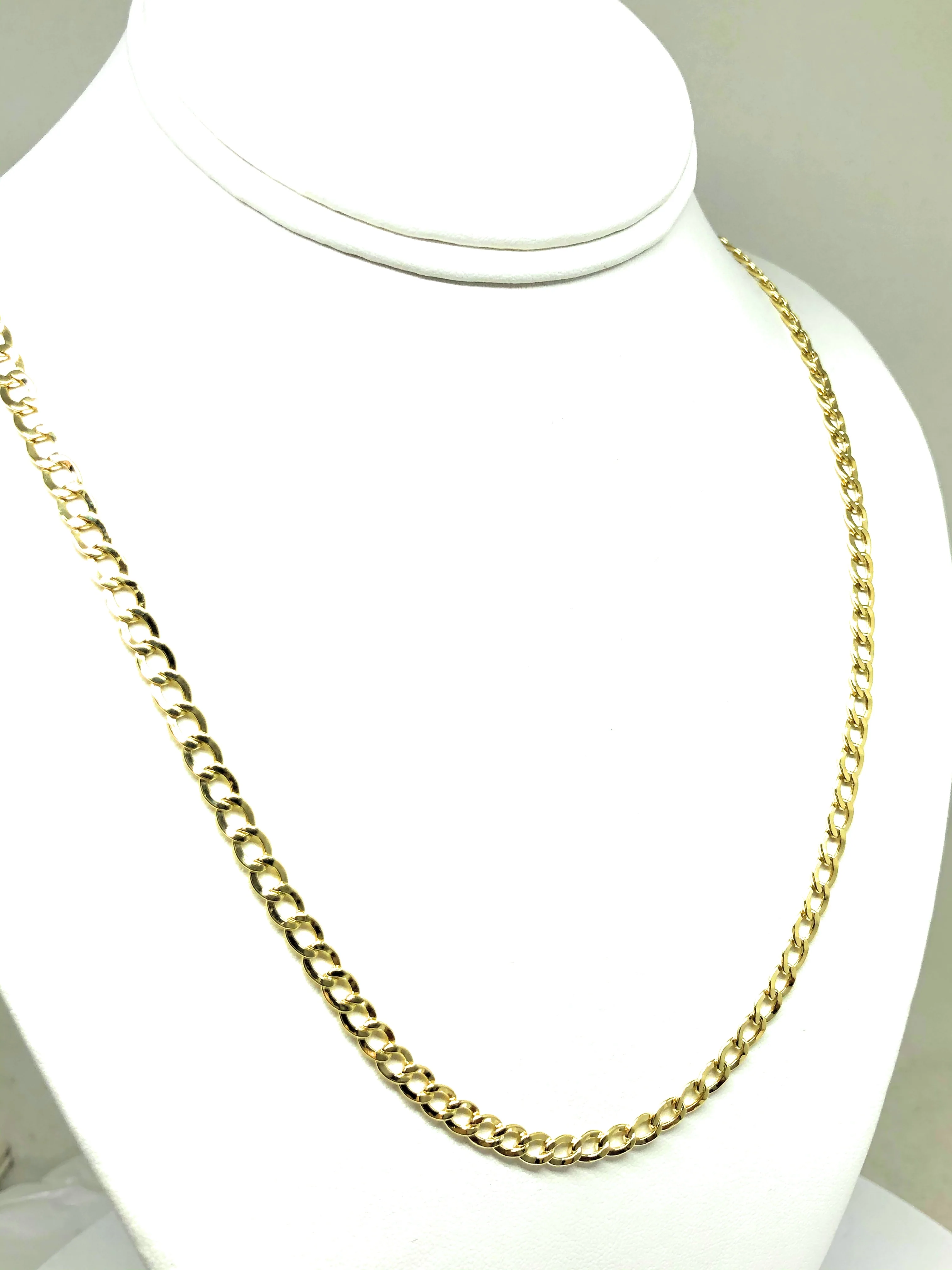 10k Solid Gold Yellow Cuban CURB Link Chain 18-30 inches 4.8-5.3mm (Semi-Hollow Style) - Image 4