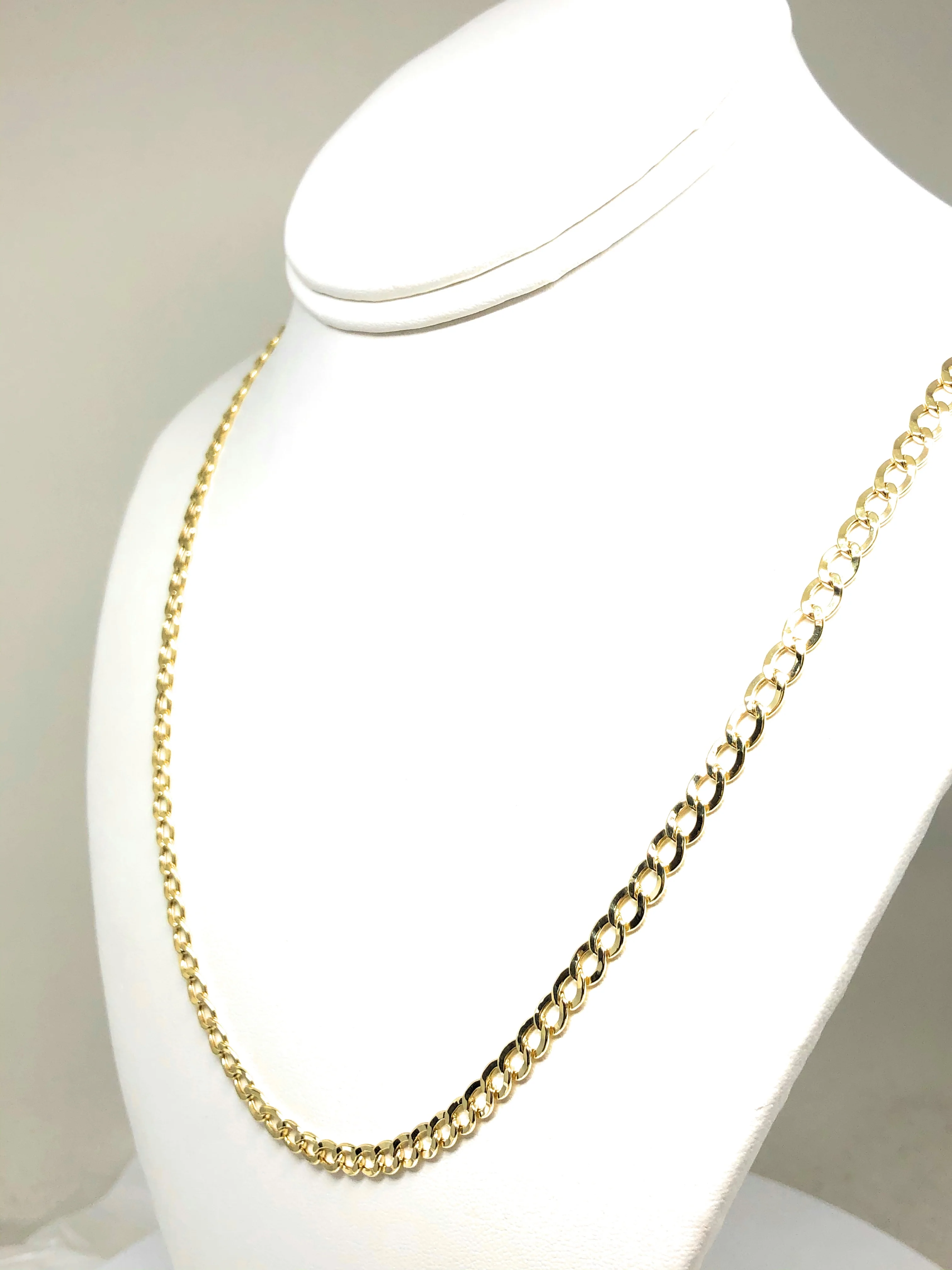 10k Solid Gold Yellow Cuban CURB Link Chain 18-30 inches 4.8-5.3mm (Semi-Hollow Style) - Image 6
