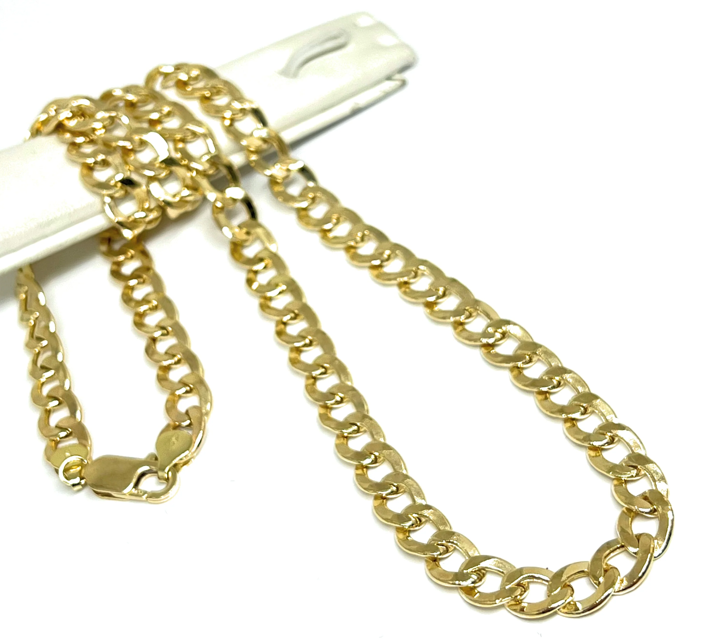 10k Solid Gold Yellow Cuban CURB Link Chain 24-26 inches 8mm (Semi-Hollow Style) (27-29g) - Image 3
