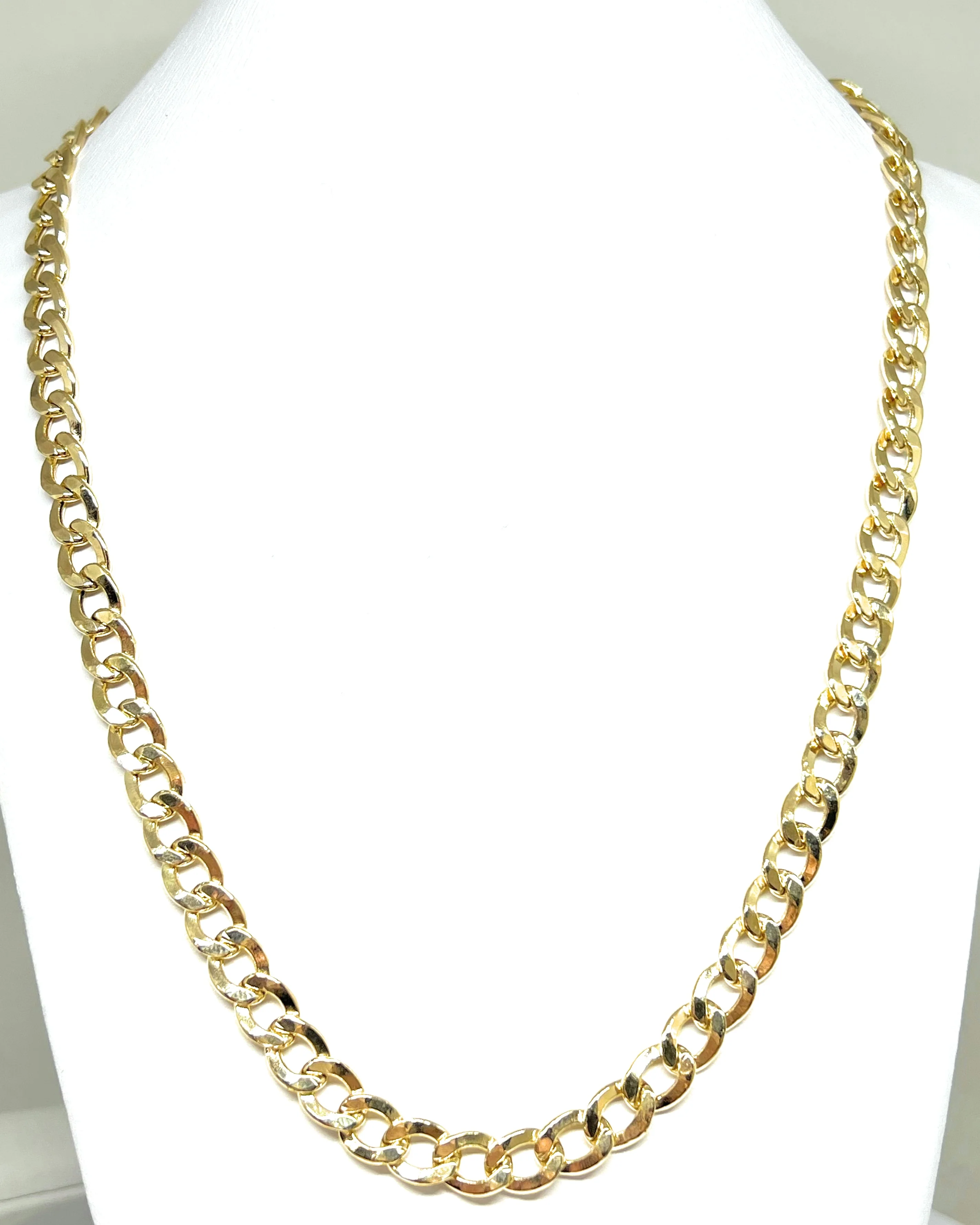 10k Solid Gold Yellow Cuban CURB Link Chain 24-26 inches 8mm (Semi-Hollow Style) (27-29g) - Image 4