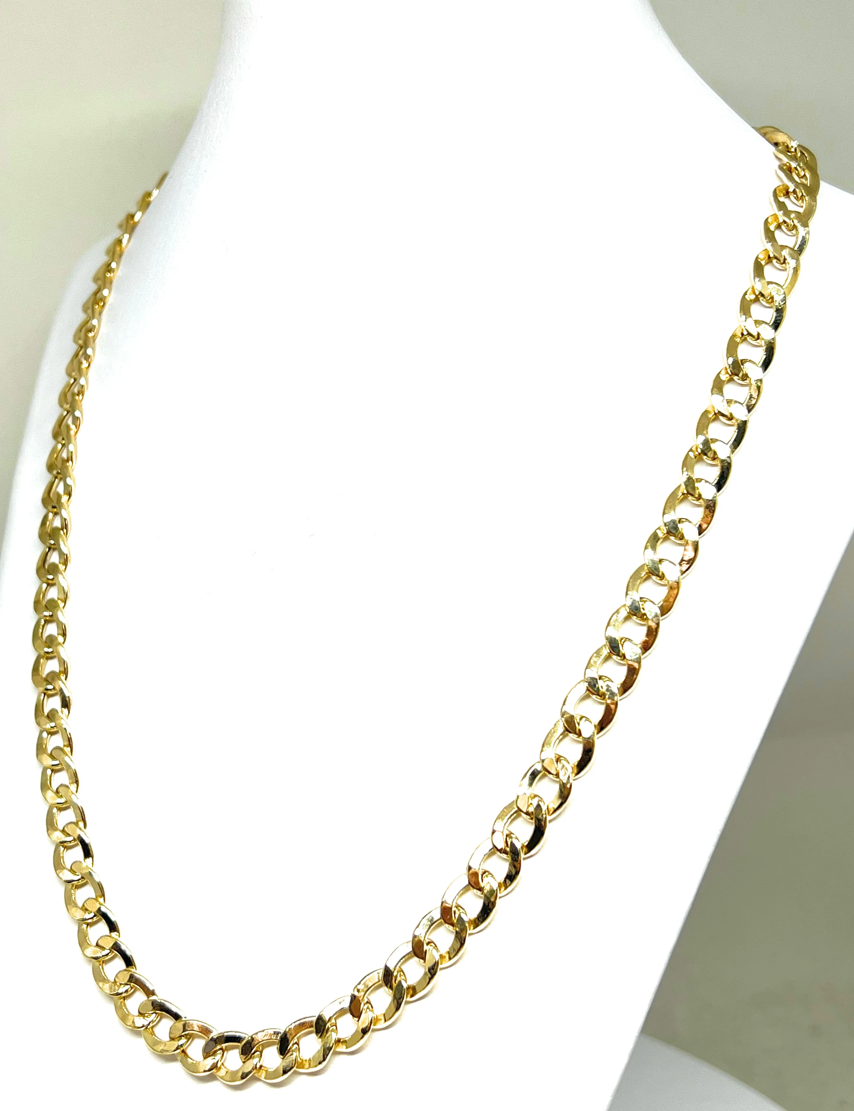 10k Solid Gold Yellow Cuban CURB Link Chain 24-26 inches 8mm (Semi-Hollow Style) (27-29g) - Image 6