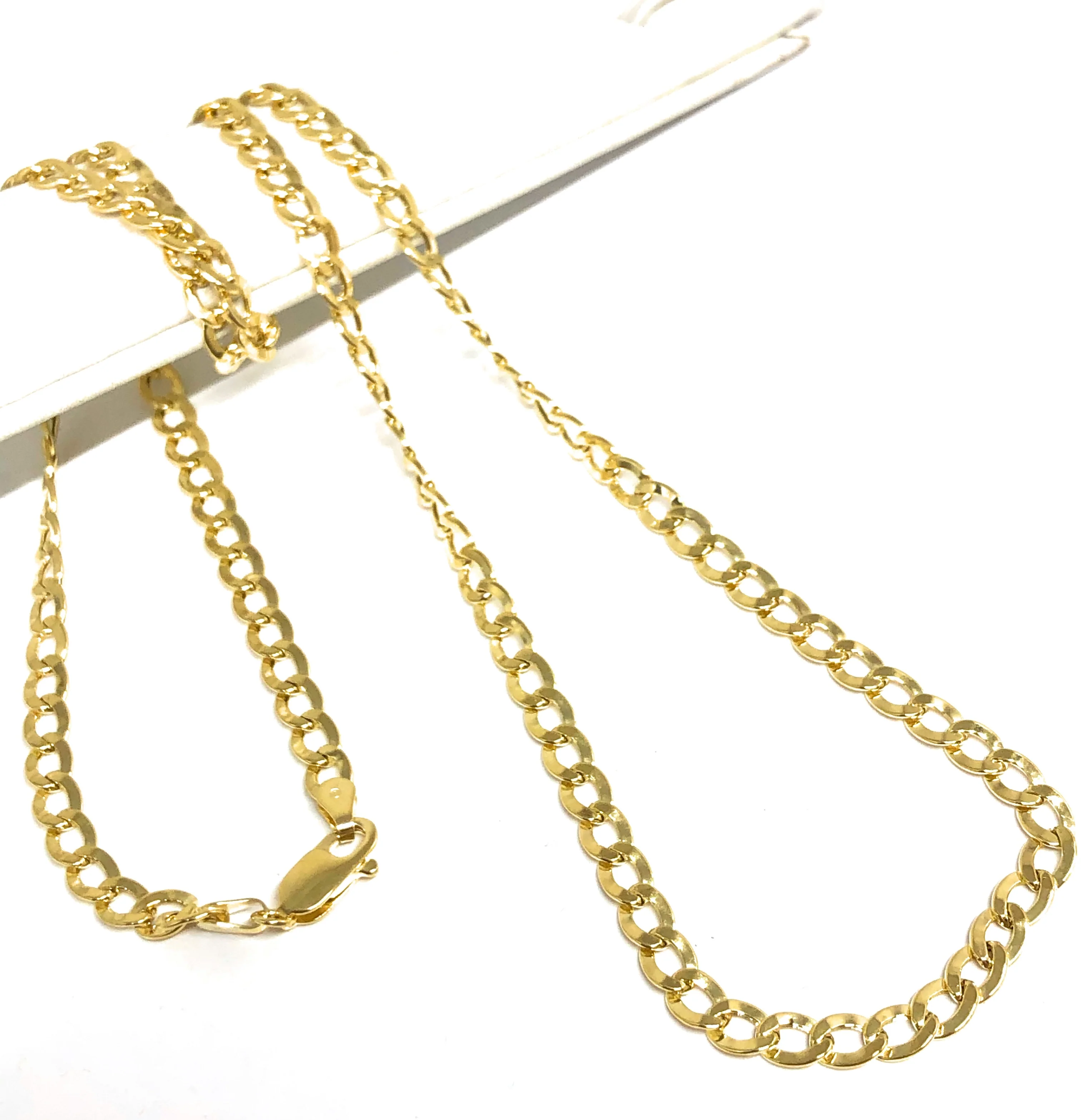 10k Solid Gold Yellow Cuban CURB Link Chain 18-30 inches 4.1mm (Semi-Hollow Style) - Image 3