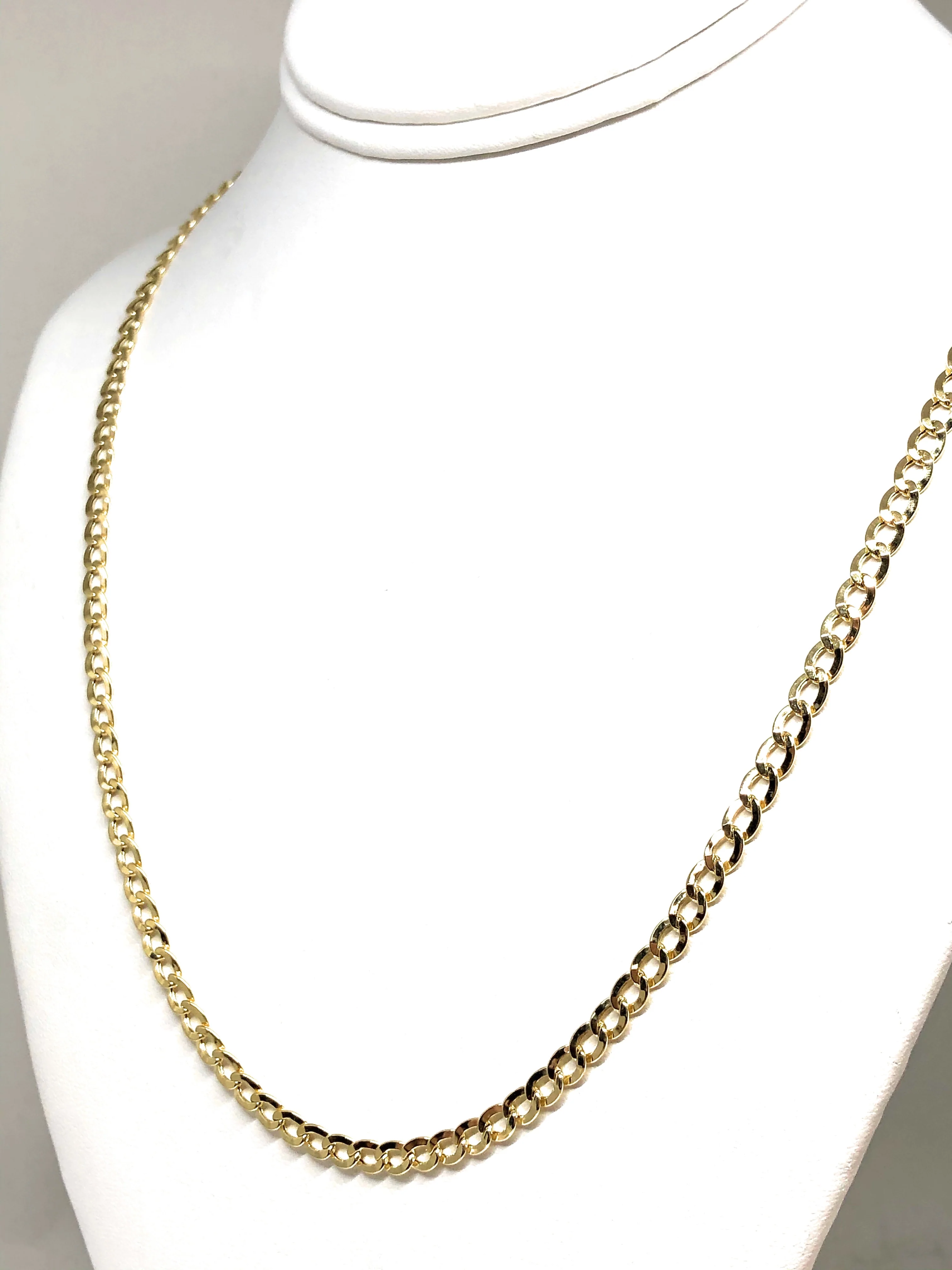 10k Solid Gold Yellow Cuban CURB Link Chain 18-30 inches 4.1mm (Semi-Hollow Style) - Image 7