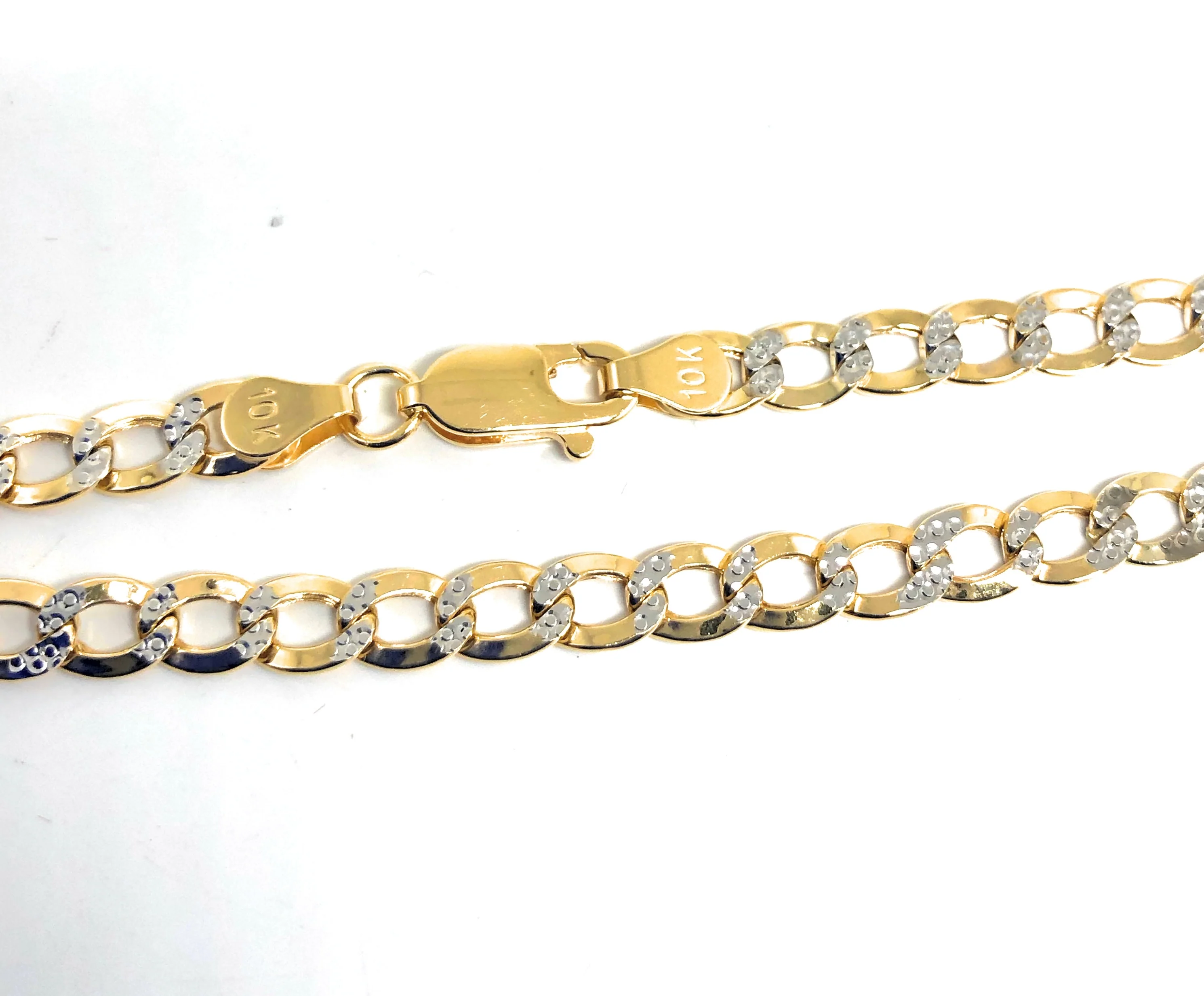 10k Solid Gold Yellow Cuban CURB Link Diamond Cut (White Gold) Brracelet 7-10 inch 4.5mm Width - Image 2