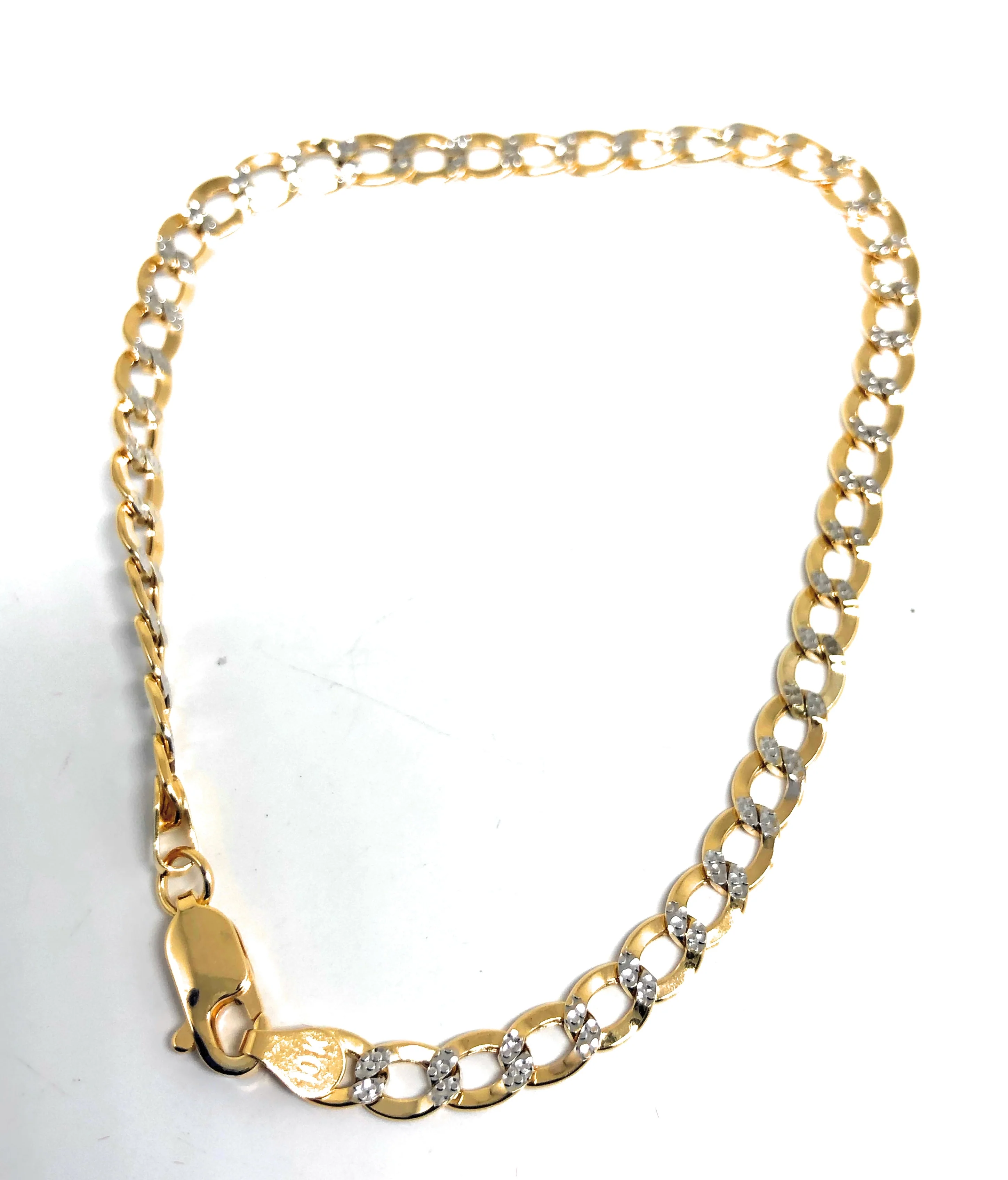 10k Solid Gold Yellow Cuban CURB Link Diamond Cut (White Gold) Brracelet 7-10 inch 4.5mm Width - Image 3