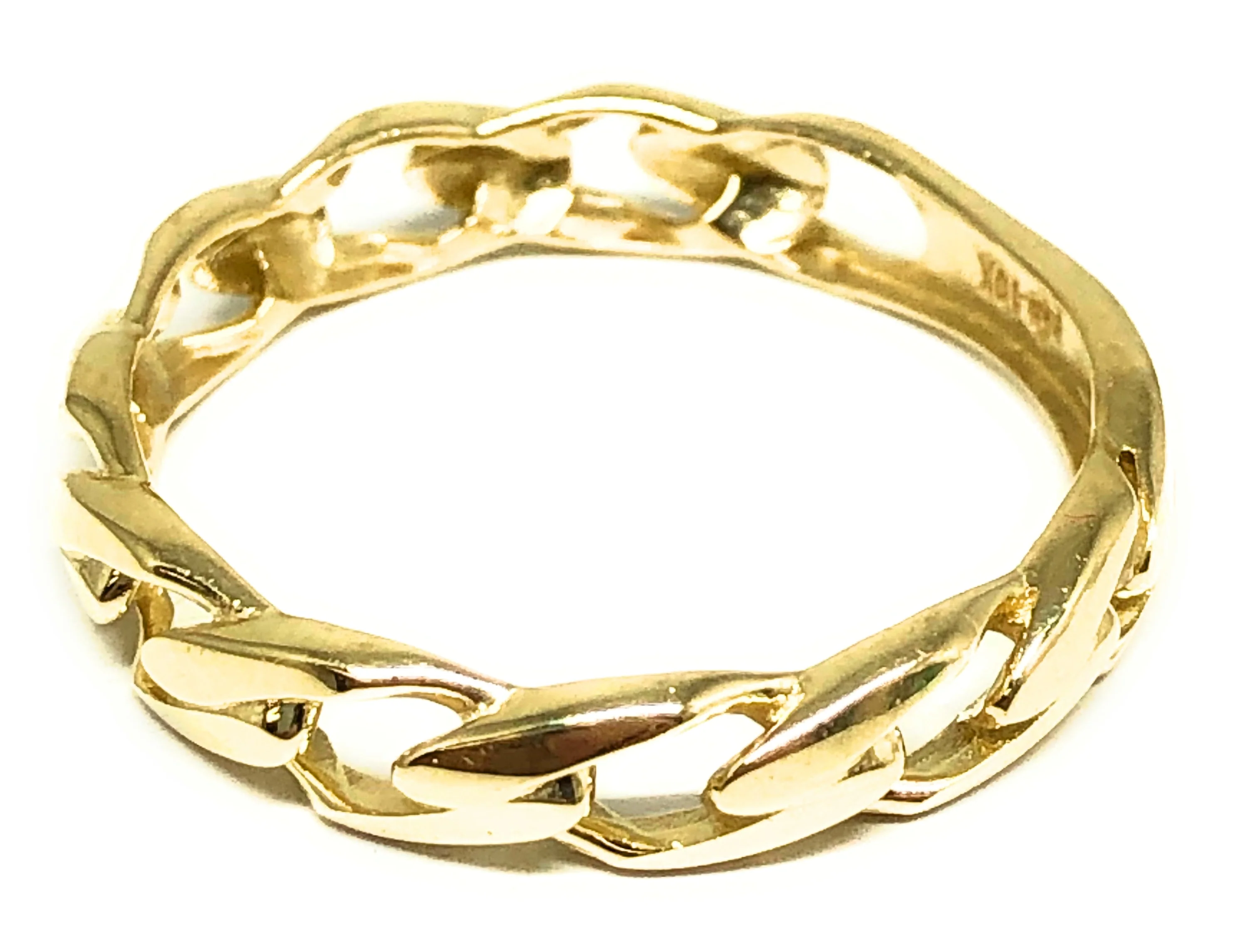 10k Solid Gold Yellow Figaro Link Ring - Image 2