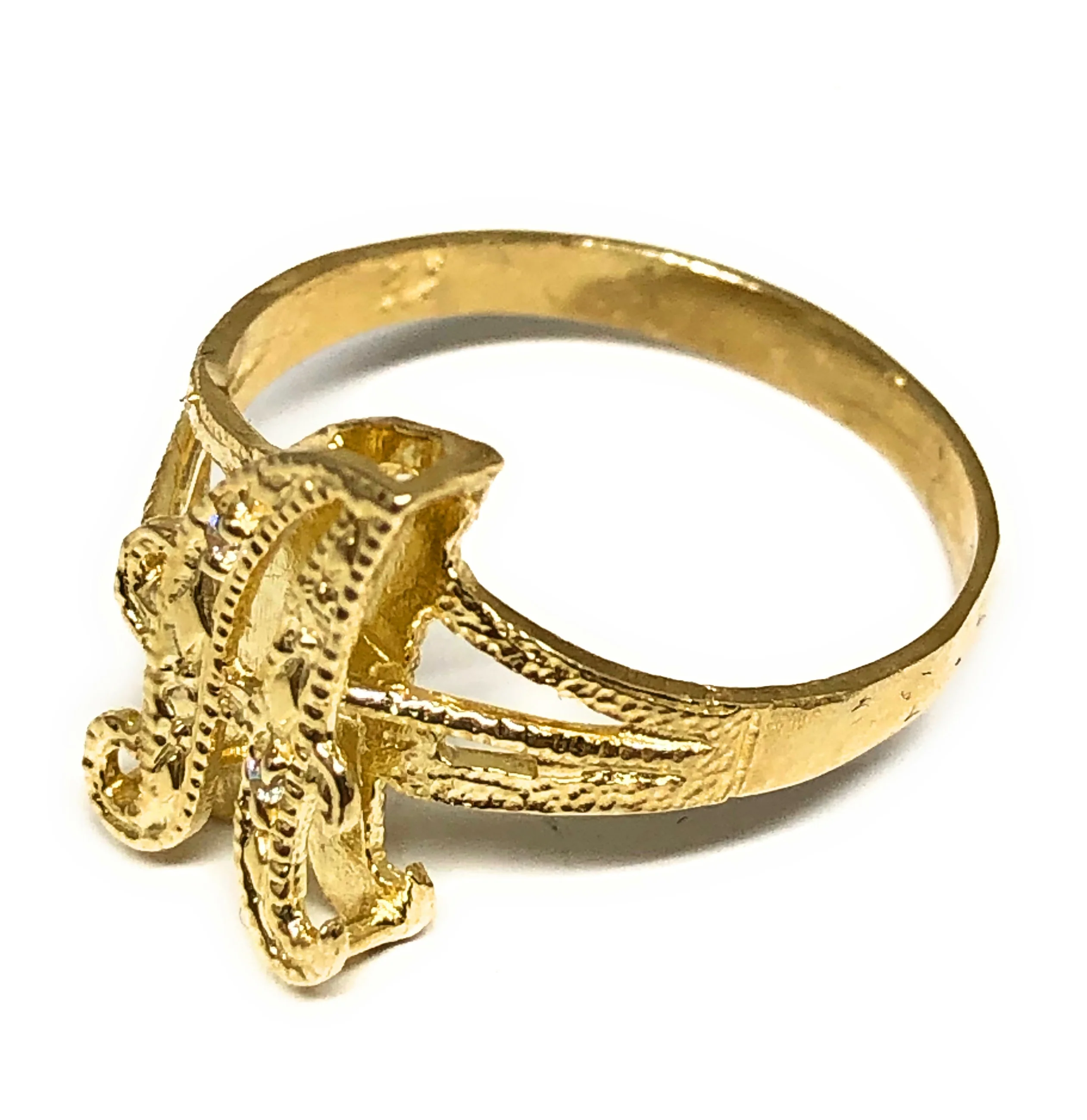 10k Solid Gold Yellow Cursive 3D Double Illusion Letter CUSTOMIZED Initial Ring - Image 3