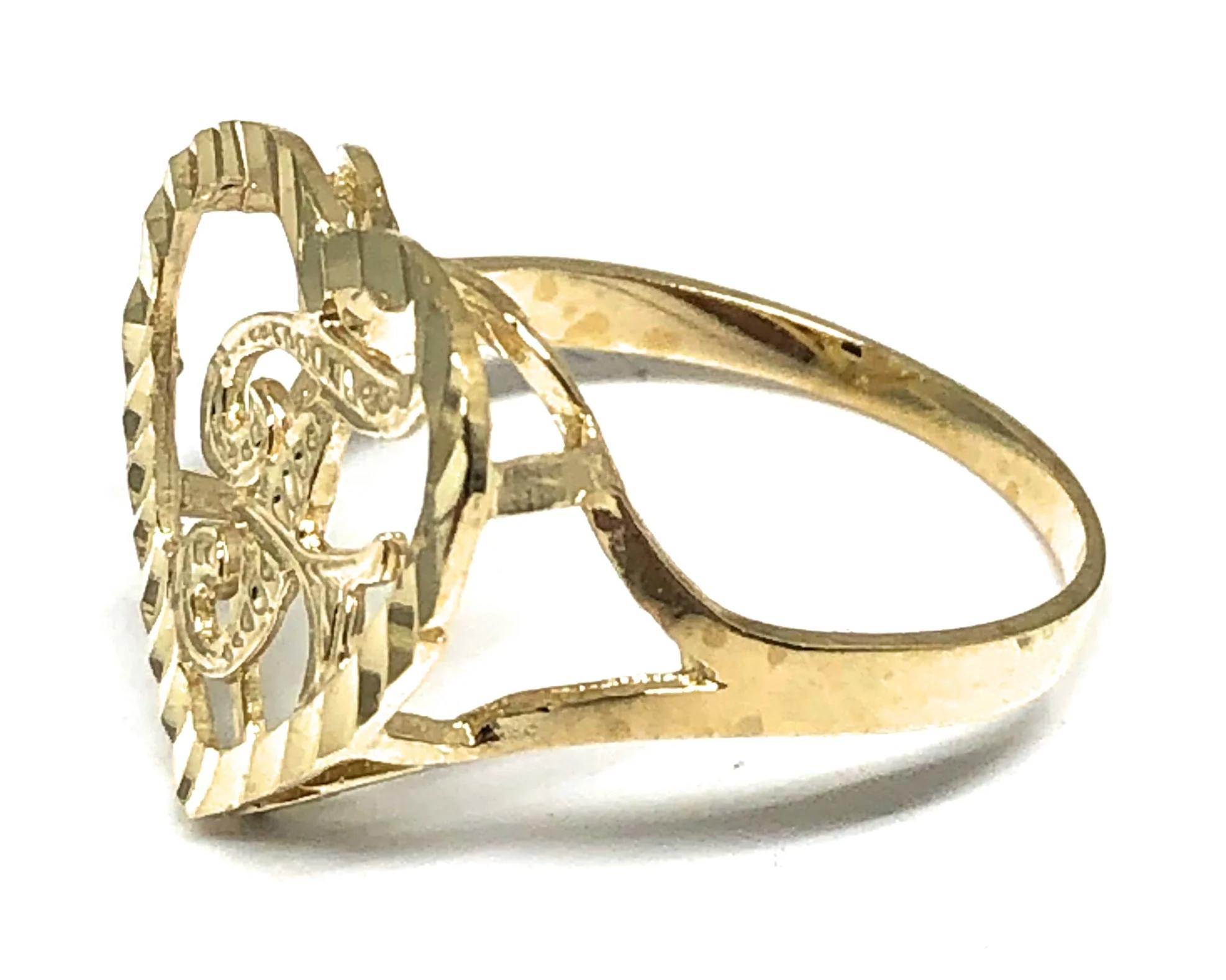 10k Solid Gold Yellow Cursive CUSTOMIZED Heart Initial Ring - Image 3